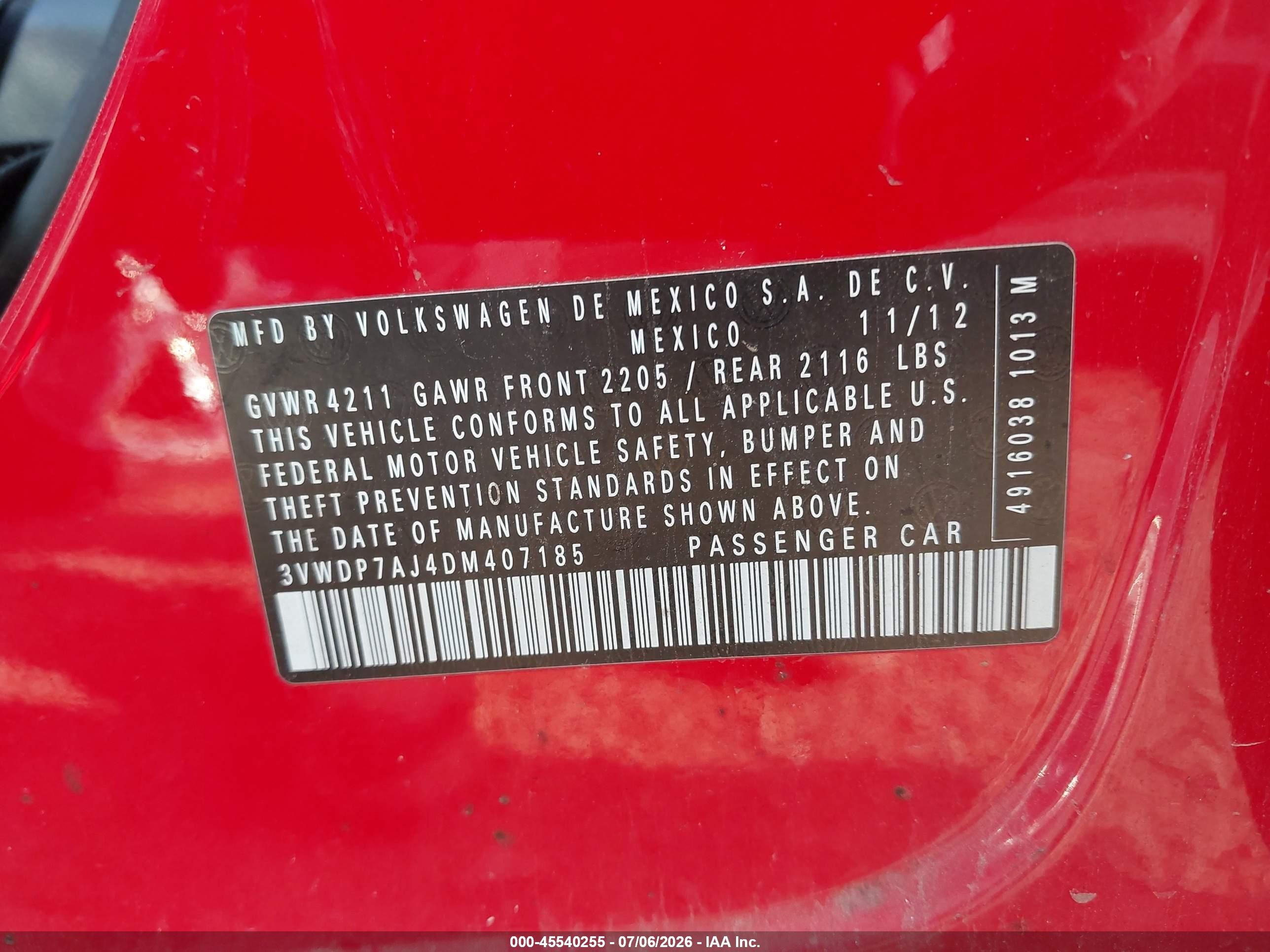 2013 Volkswagen Jetta 2.5l Se Red vin: 3VWDP7AJ4DM407185