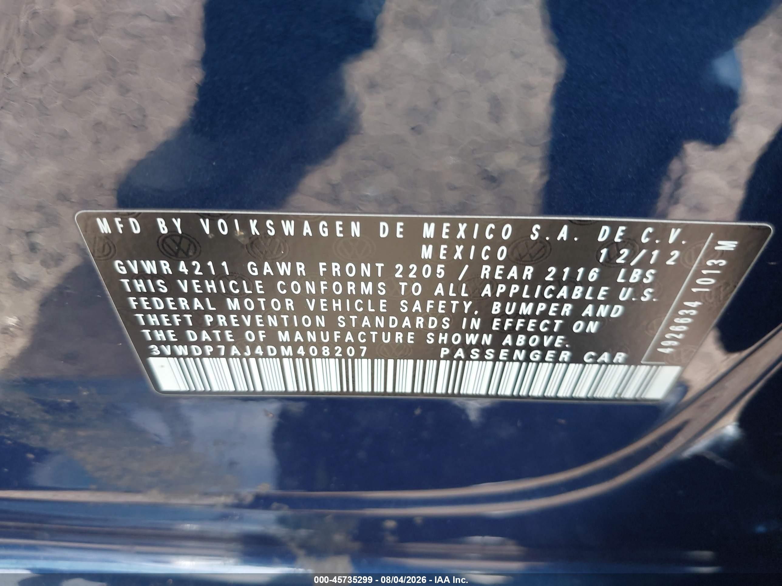 2013 Volkswagen Jetta 2.5l Se Синий vin: 3VWDP7AJ4DM408207