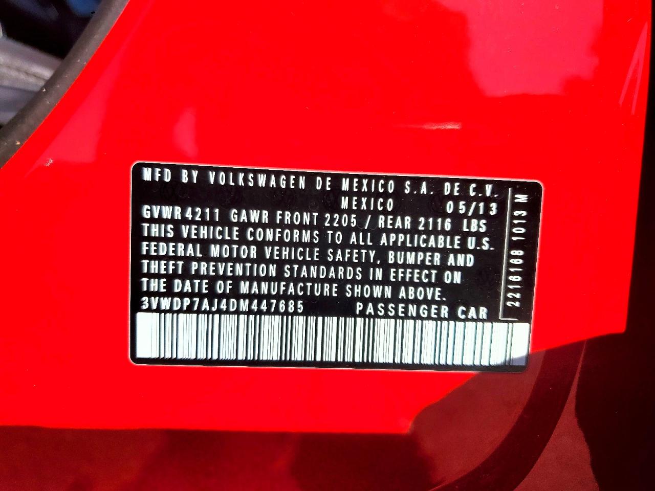 2013 Volkswagen Jetta Se Red vin: 3VWDP7AJ4DM447685