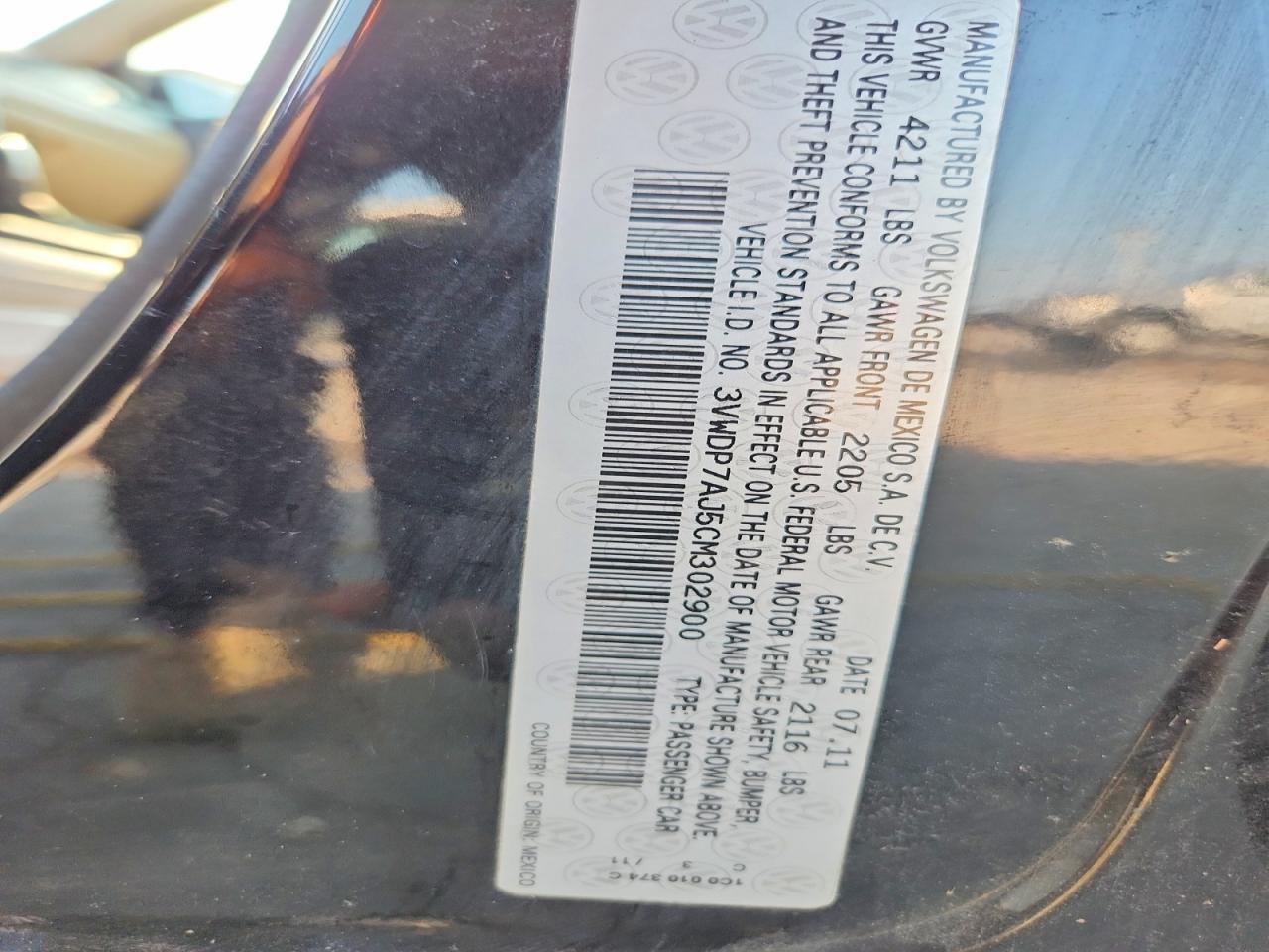 2012 Volkswagen Jetta Se Black vin: 3VWDP7AJ5CM302900
