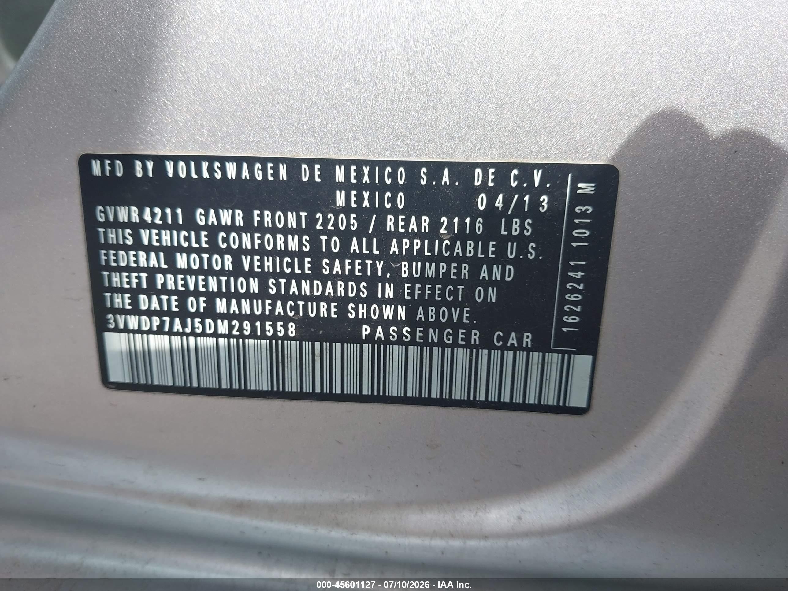 2013 Volkswagen Jetta 2.5l Se Серебряный vin: 3VWDP7AJ5DM291558