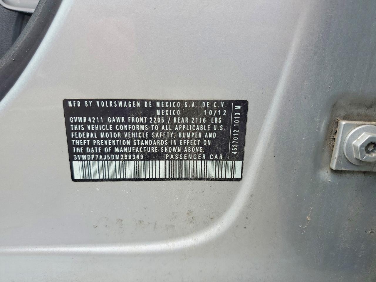 2013 Volkswagen Jetta Se Silver vin: 3VWDP7AJ5DM398349