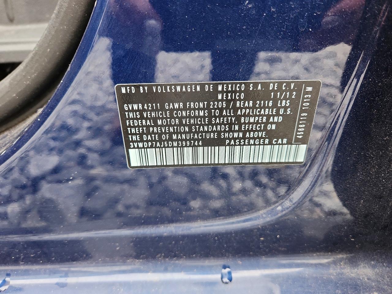 2013 Volkswagen Jetta Se Blue vin: 3VWDP7AJ5DM399744