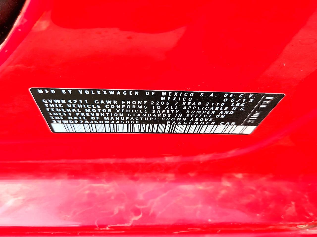2013 Volkswagen Jetta Se Red vin: 3VWDP7AJ5DM445606