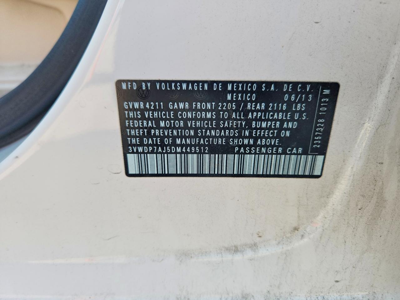 2013 Volkswagen Jetta Se Белый vin: 3VWDP7AJ5DM449512