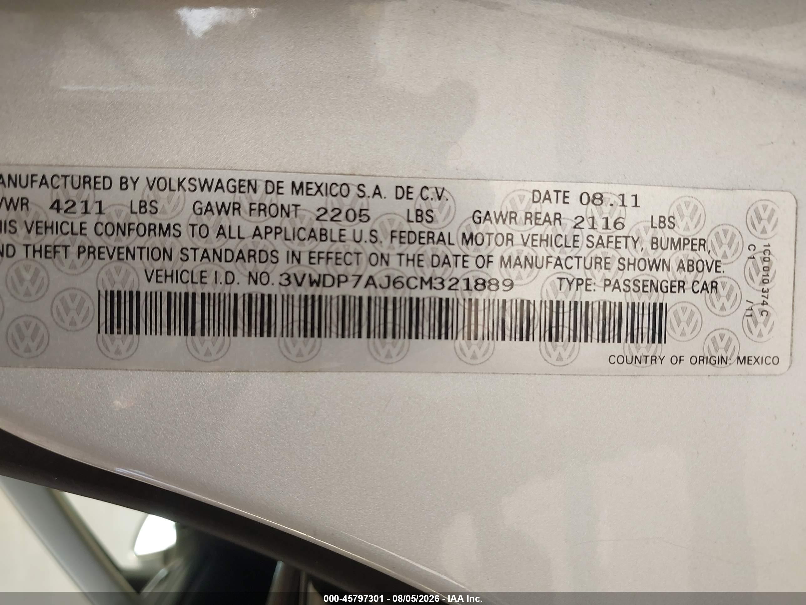 2012 Volkswagen Jetta 2.5l Se Silver vin: 3VWDP7AJ6CM321889