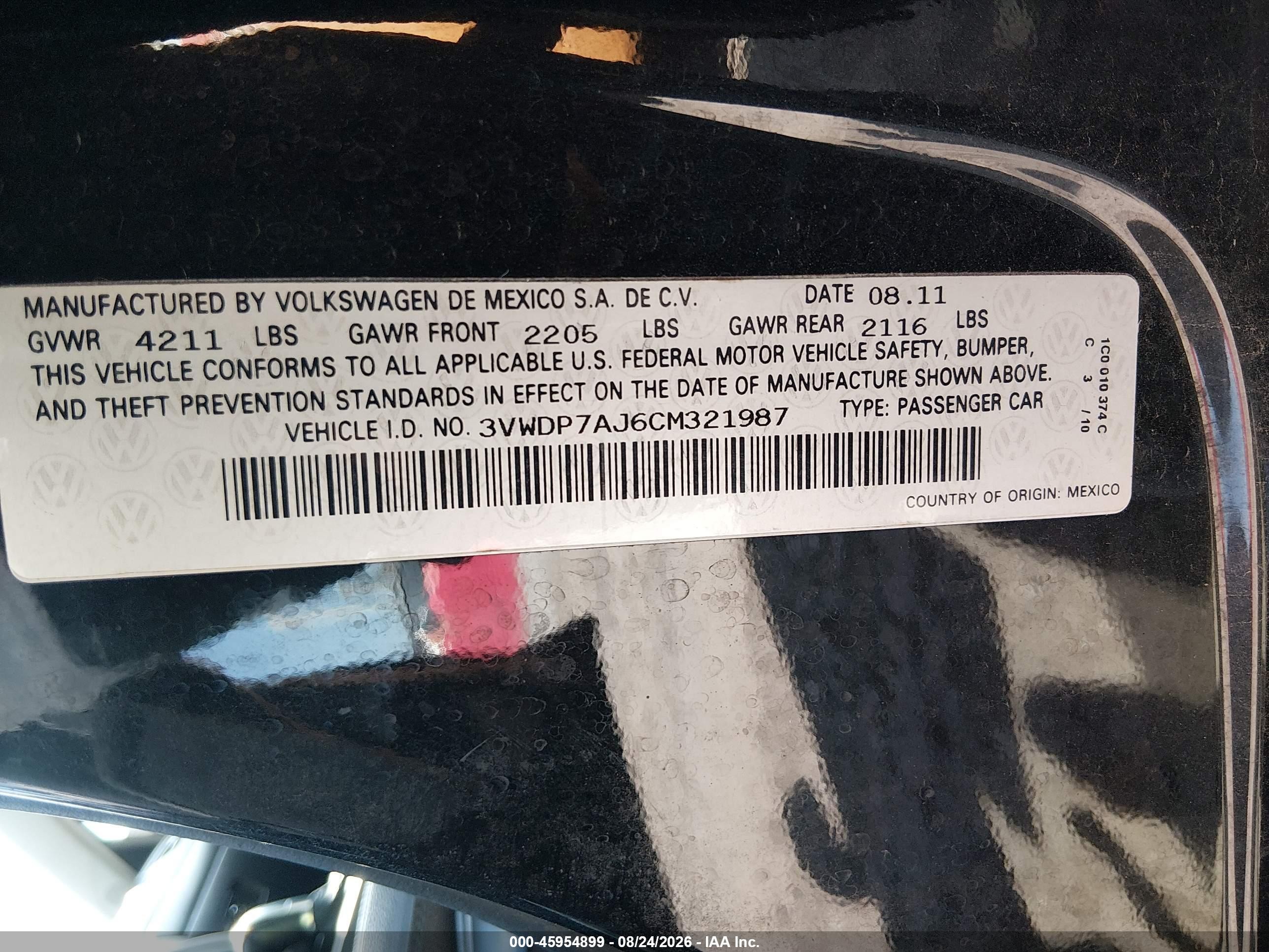 2012 Volkswagen Jetta 2.5l Se Black vin: 3VWDP7AJ6CM321987