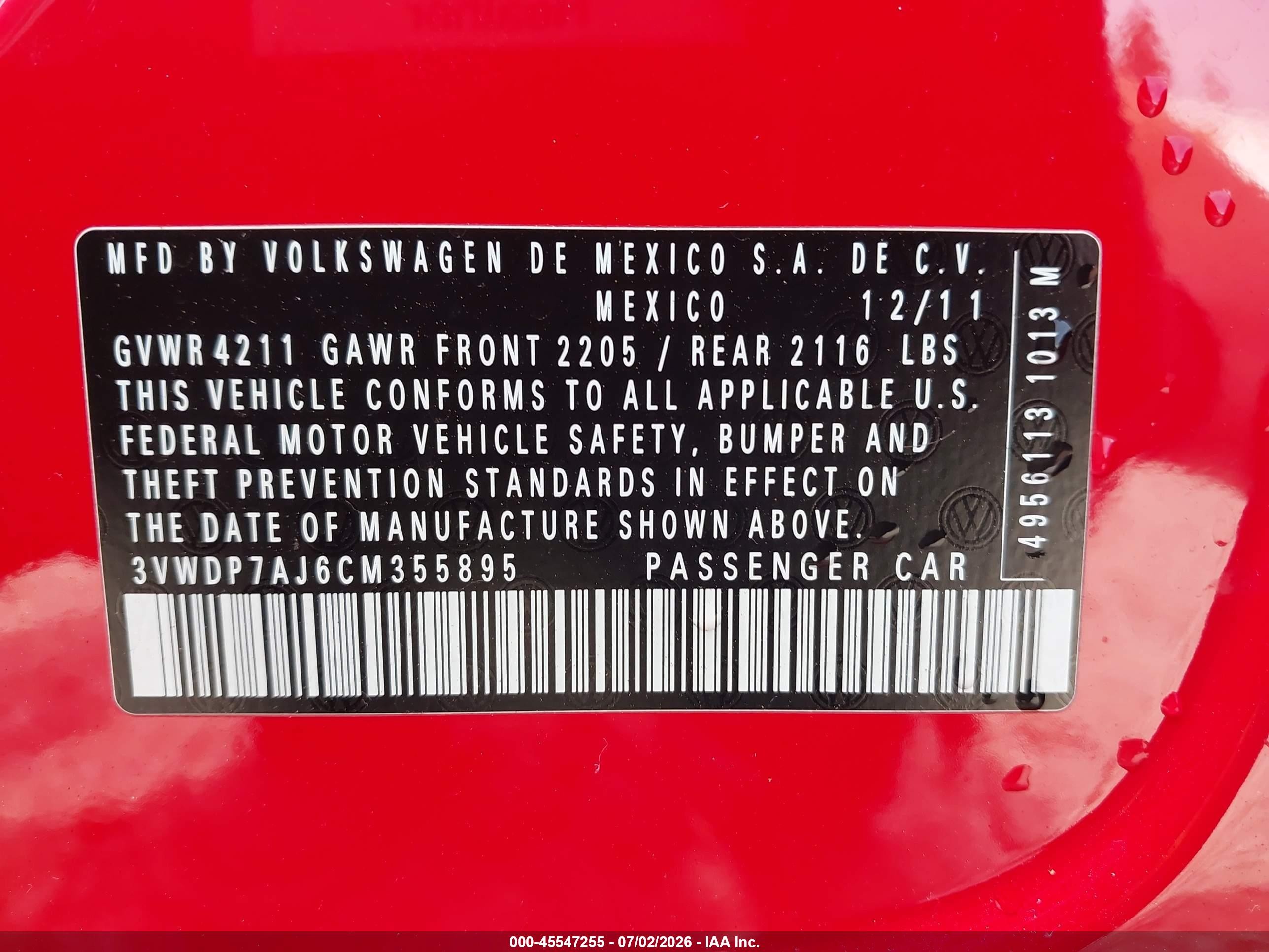 2012 Volkswagen Jetta 2.5l Se Red vin: 3VWDP7AJ6CM355895