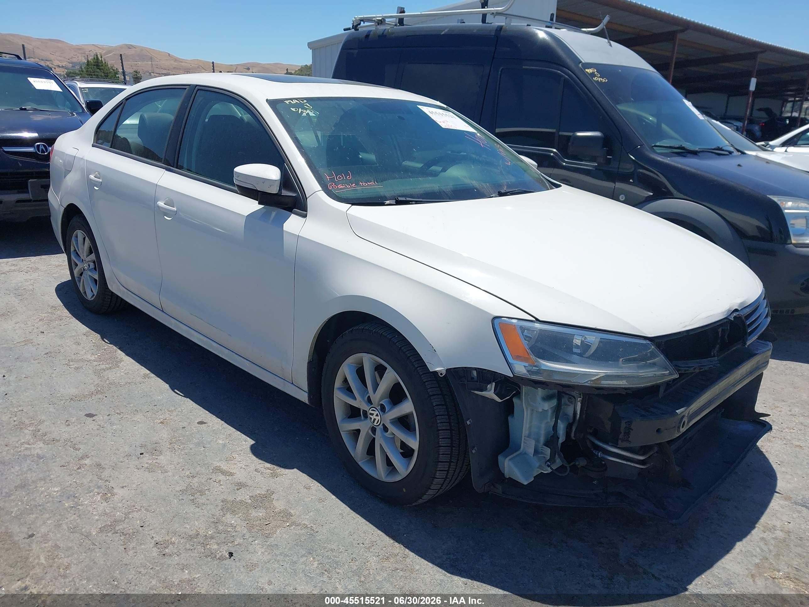 2012 Volkswagen Jetta 2.5l Se White vin: 3VWDP7AJ6CM417862
