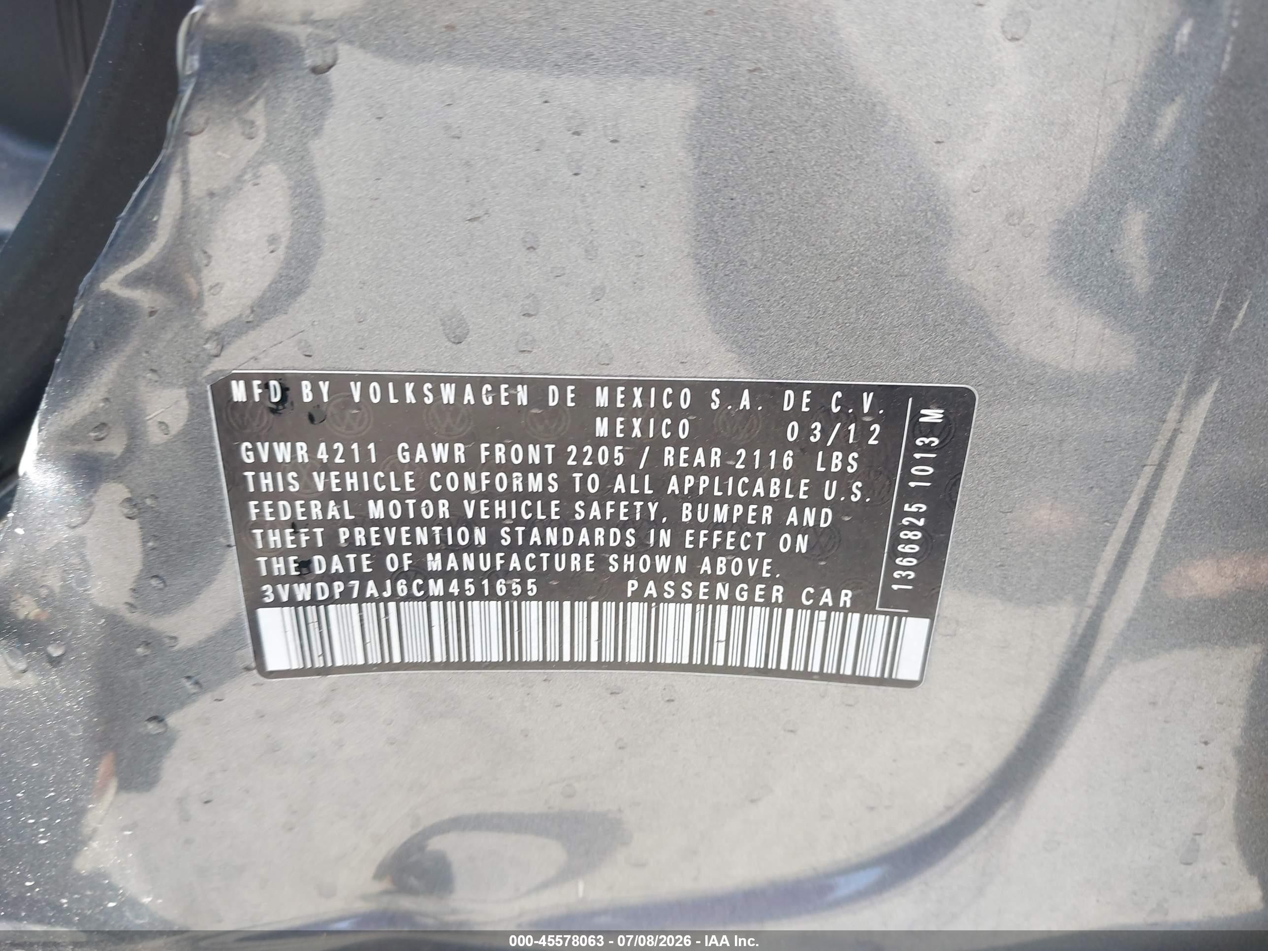 2012 Volkswagen Jetta 2.5l Se Gray vin: 3VWDP7AJ6CM451655