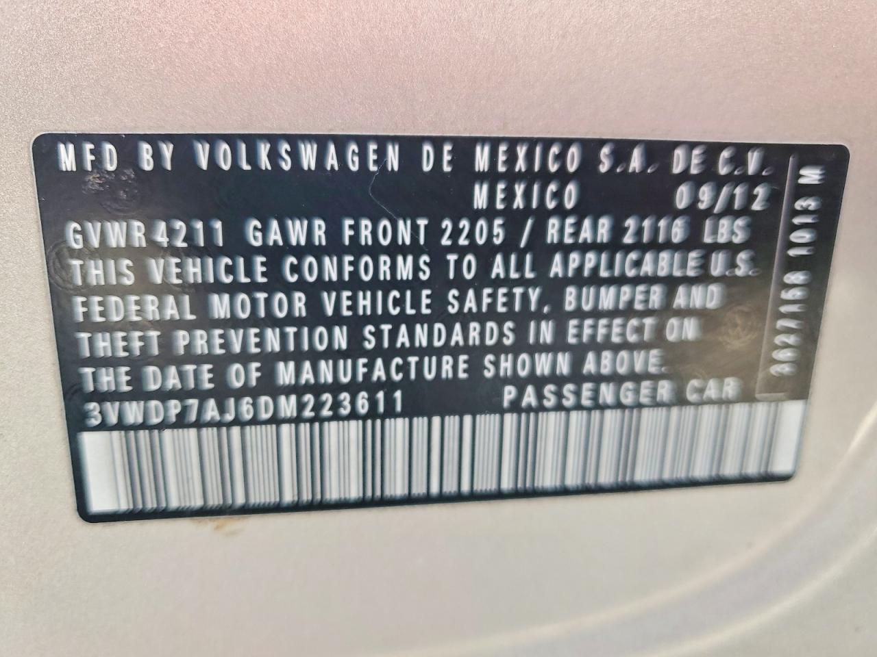 2013 Volkswagen Jetta Se Gold vin: 3VWDP7AJ6DM223611