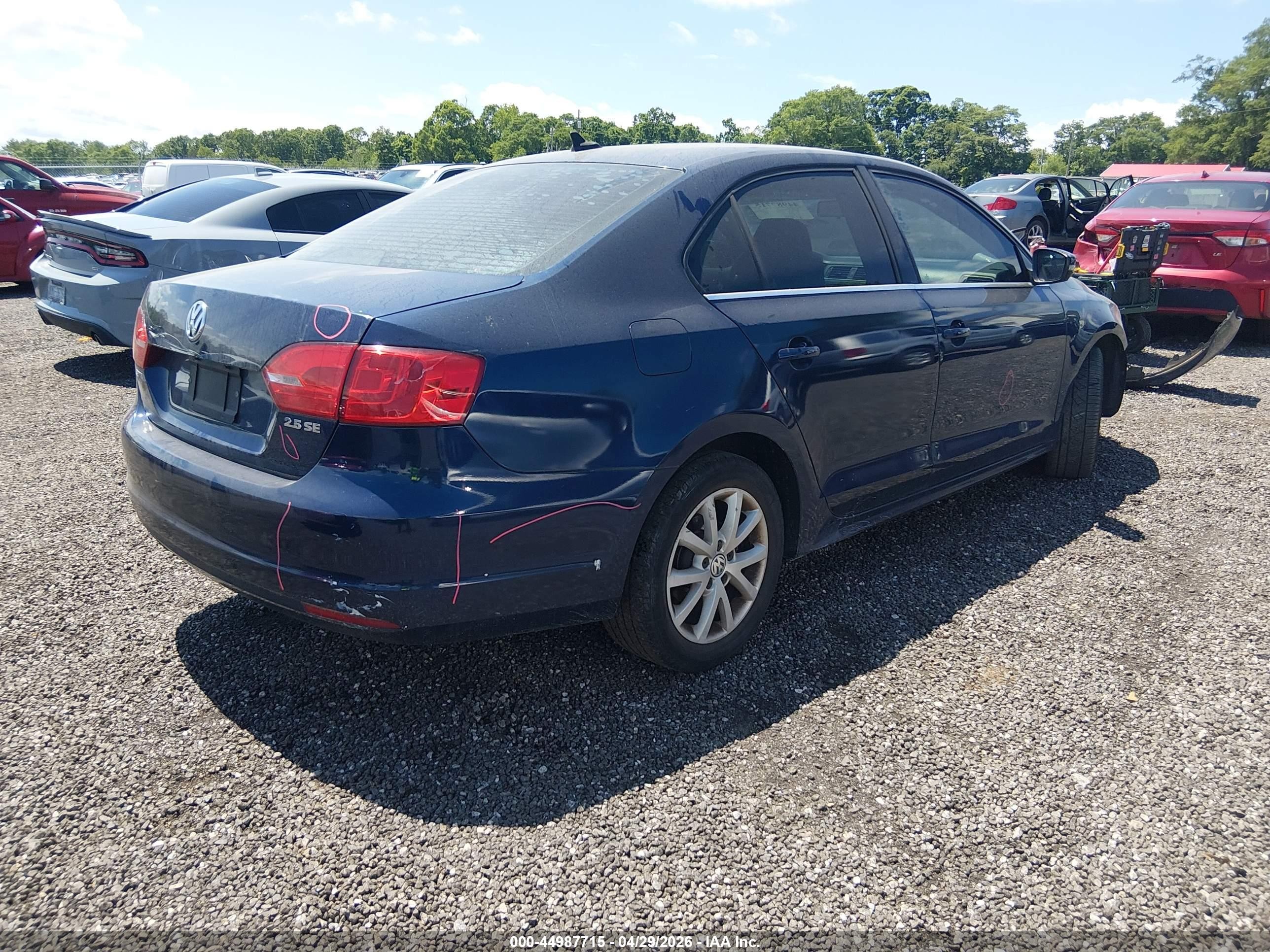2013 Volkswagen Jetta 2.5l Se Blue vin: 3VWDP7AJ6DM253417