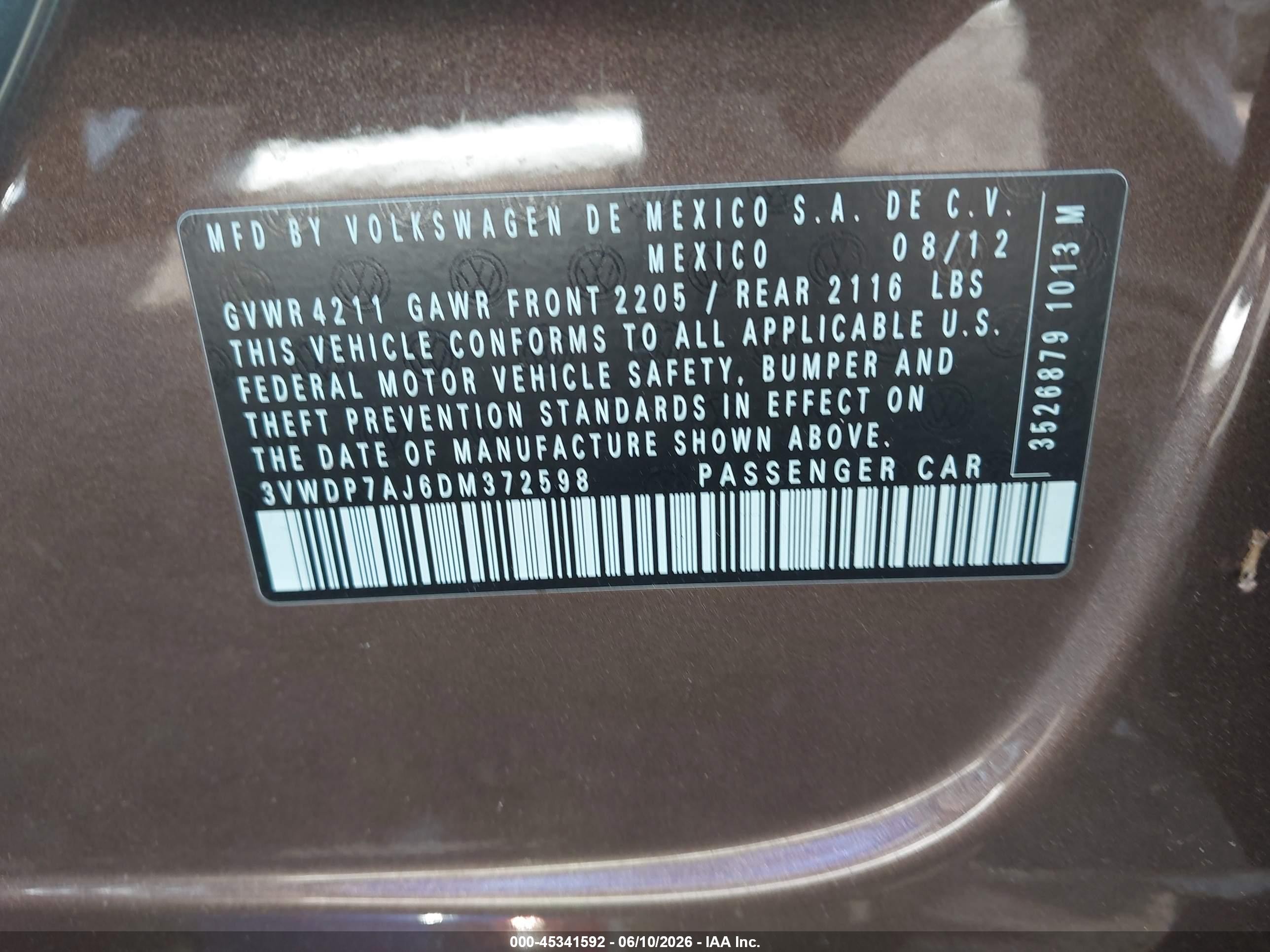 2013 Volkswagen Jetta 2.5l Se Brown vin: 3VWDP7AJ6DM372598