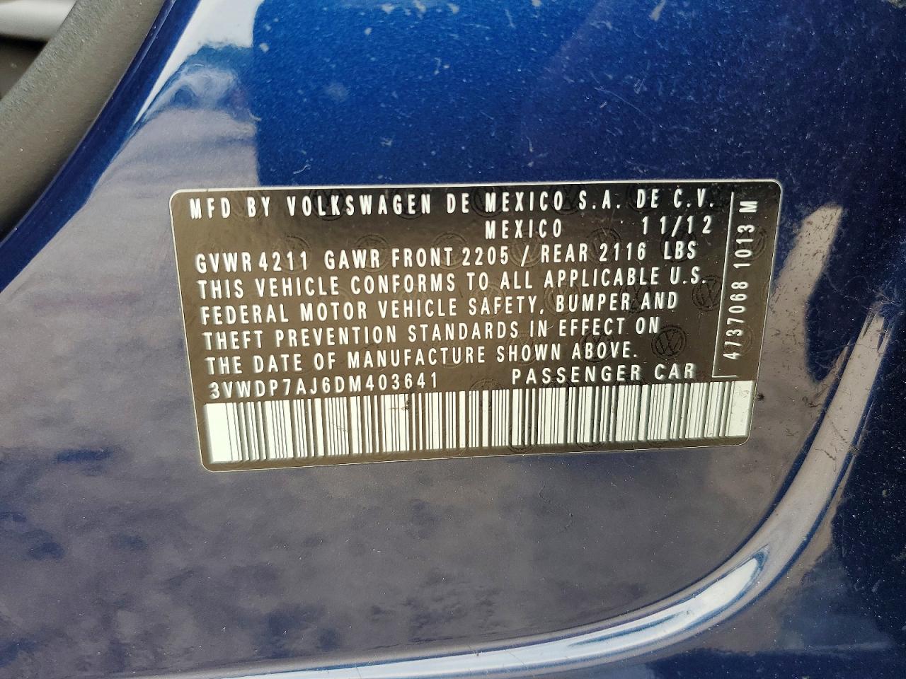 2013 Volkswagen Jetta Se Синий vin: 3VWDP7AJ6DM403641