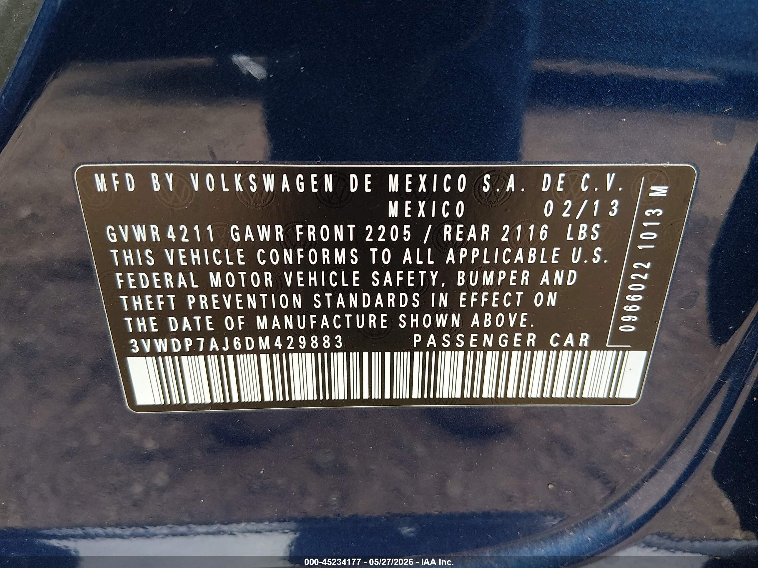 2013 Volkswagen Jetta 2.5l Se Синий vin: 3VWDP7AJ6DM429883