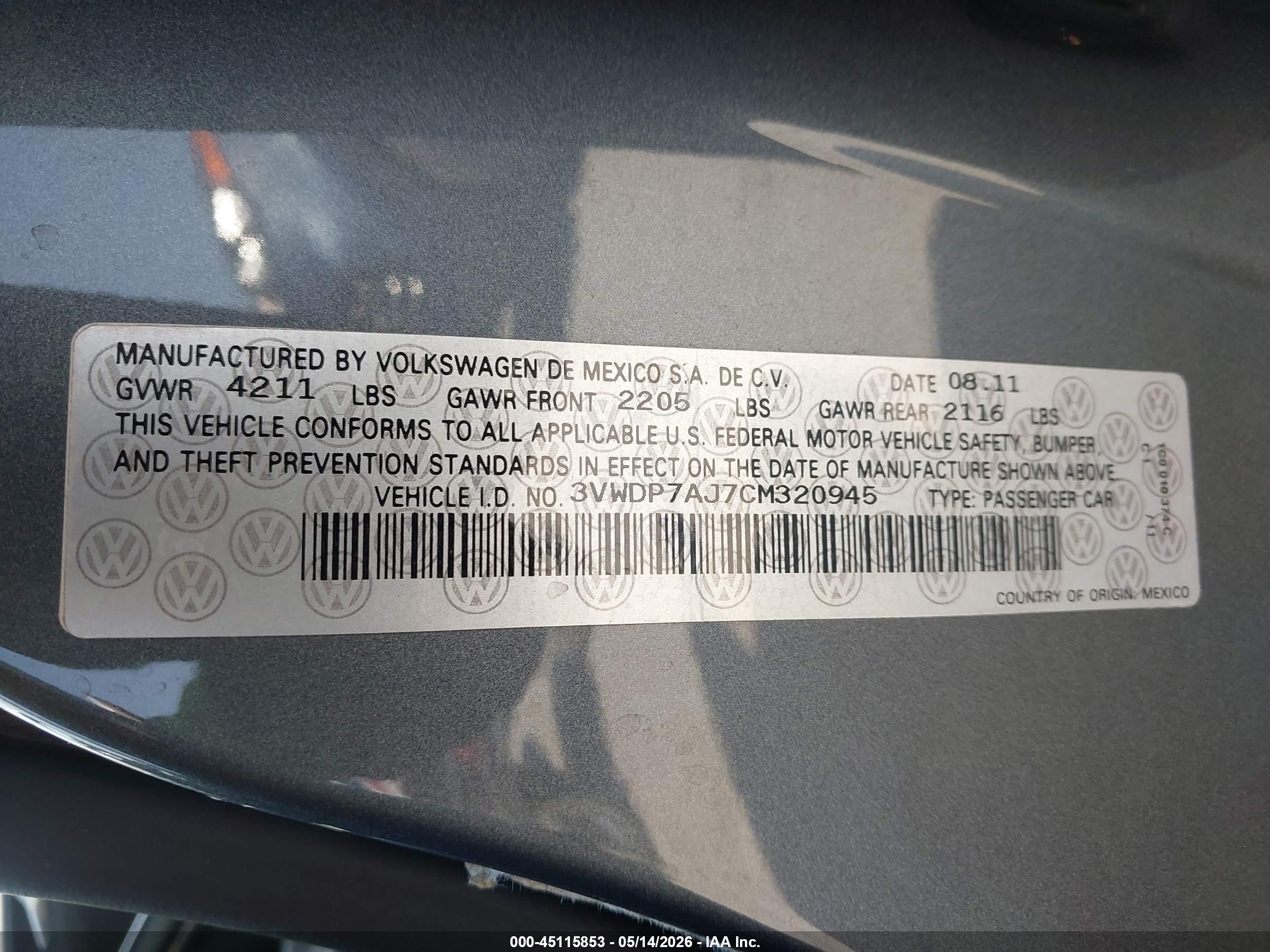 2012 Volkswagen Jetta 2.5l Se Gray vin: 3VWDP7AJ7CM320945