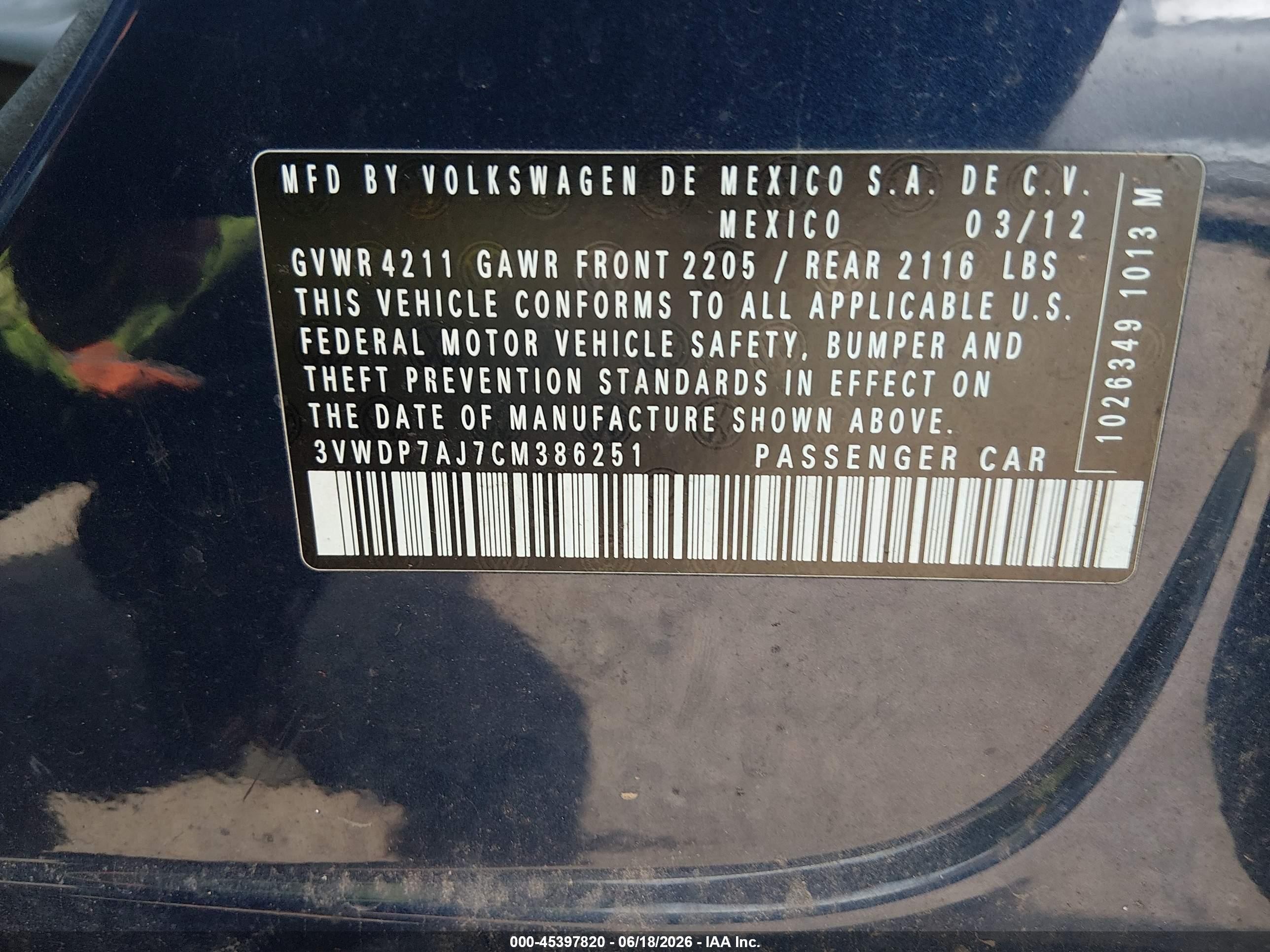 2012 Volkswagen Jetta 2.5l Se Синий vin: 3VWDP7AJ7CM386251