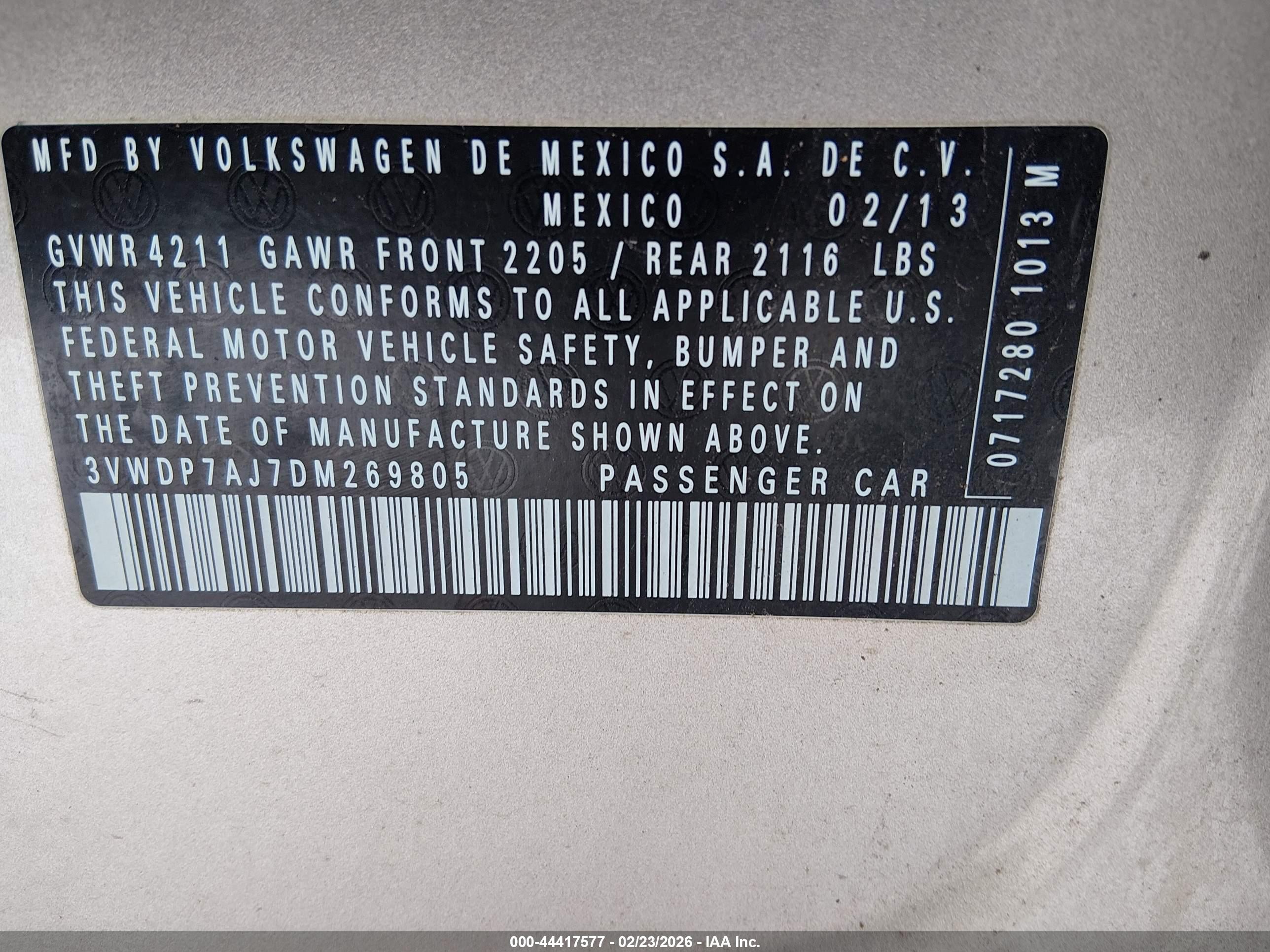 2013 Volkswagen Jetta 2.5l Se Gold vin: 3VWDP7AJ7DM269805
