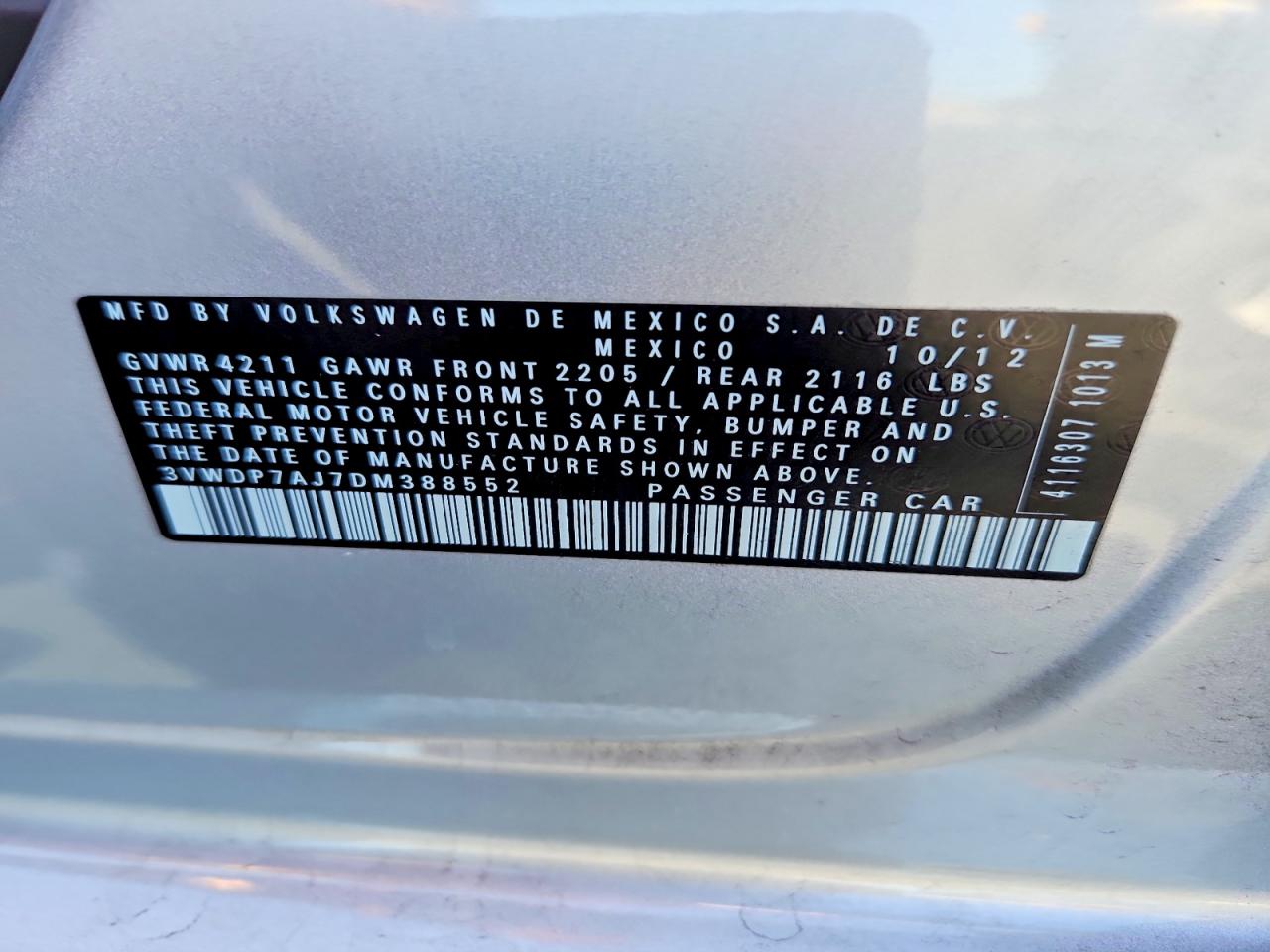 2013 Volkswagen Jetta Se Silver vin: 3VWDP7AJ7DM388552