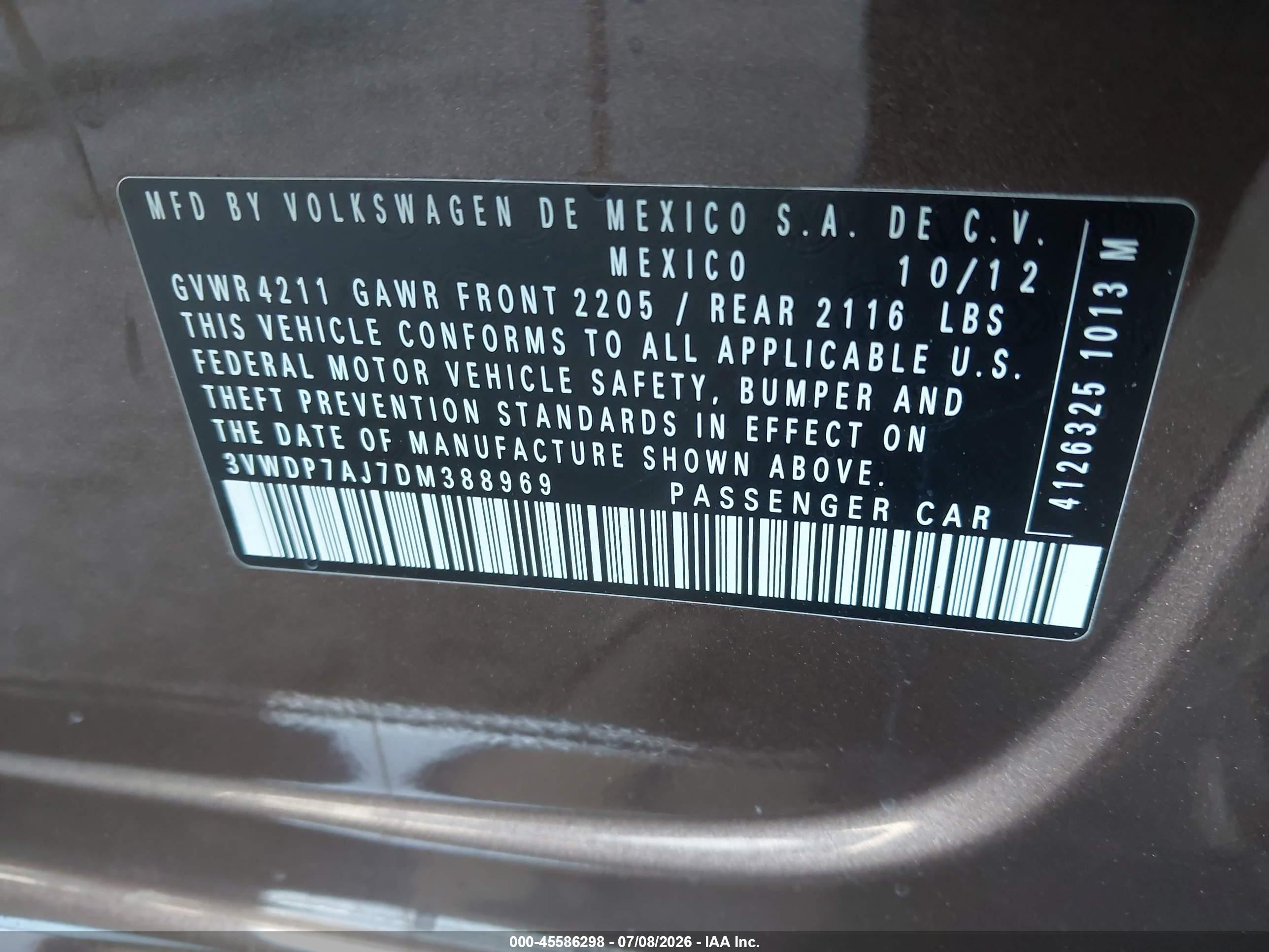 2013 Volkswagen Jetta 2.5l Se Brown vin: 3VWDP7AJ7DM388969