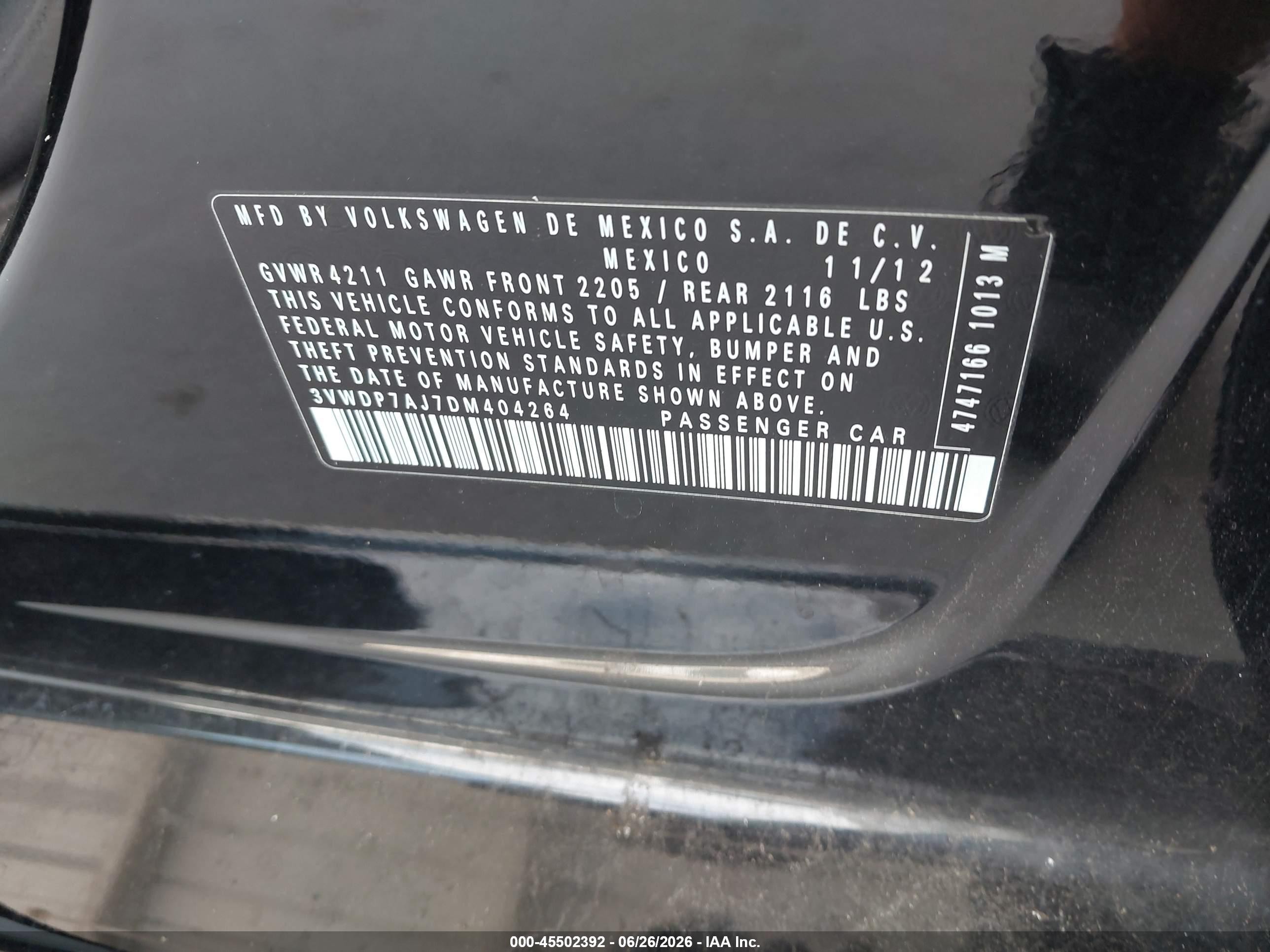 2013 Volkswagen Jetta 2.5l Se Black vin: 3VWDP7AJ7DM404264