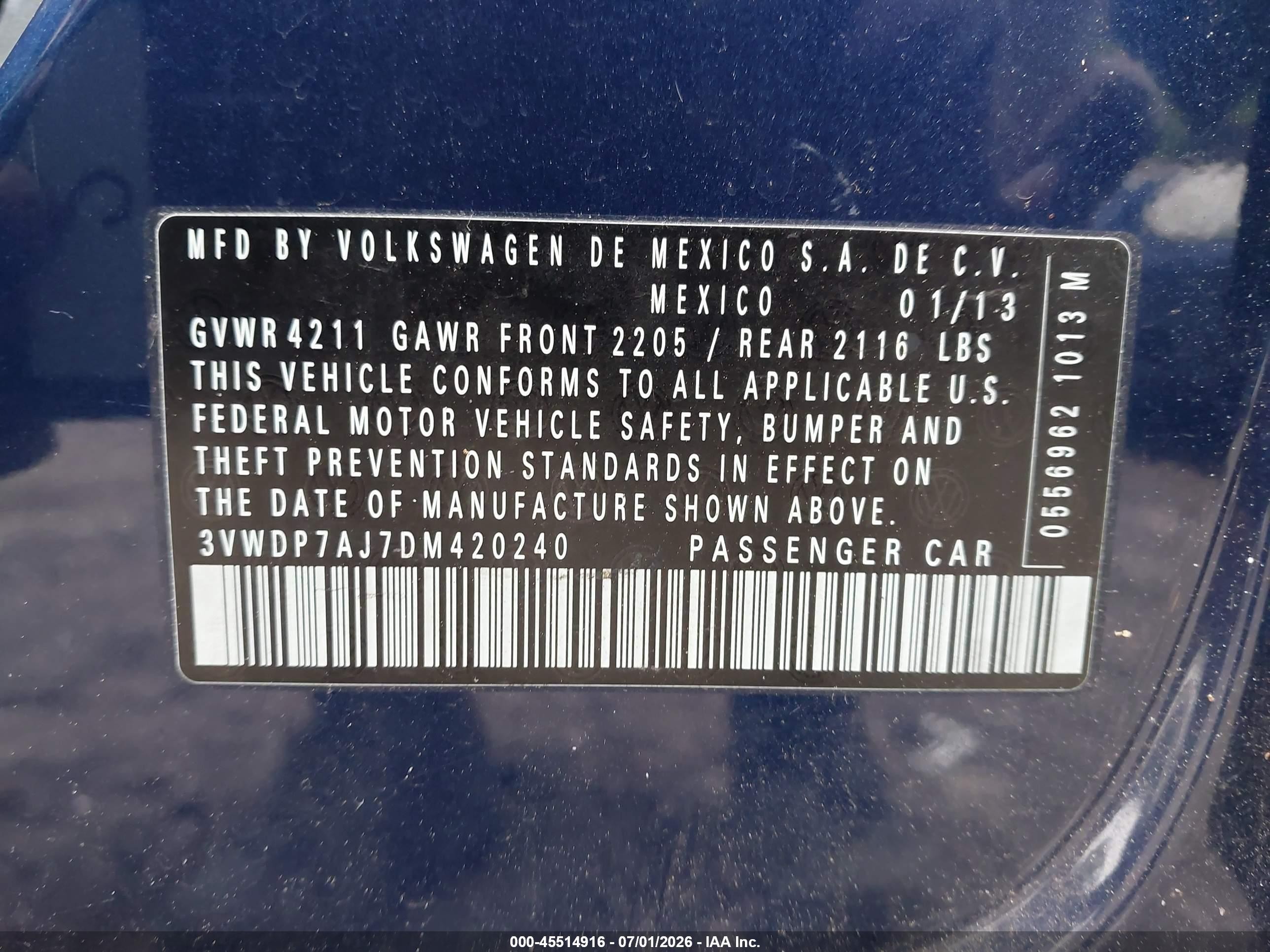 2013 Volkswagen Jetta 2.5l Se Dark Blue vin: 3VWDP7AJ7DM420240