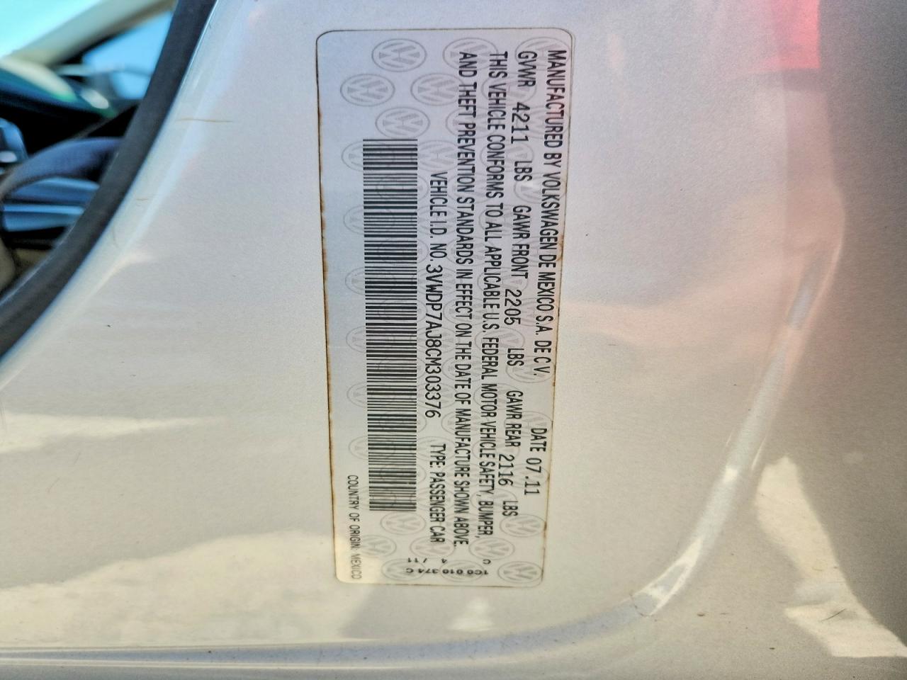 2012 Volkswagen Jetta Se Silver vin: 3VWDP7AJ8CM303376