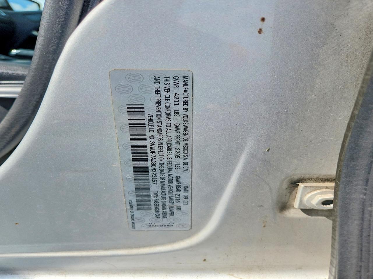 2012 Volkswagen Jetta Se Silver vin: 3VWDP7AJ8CM323157