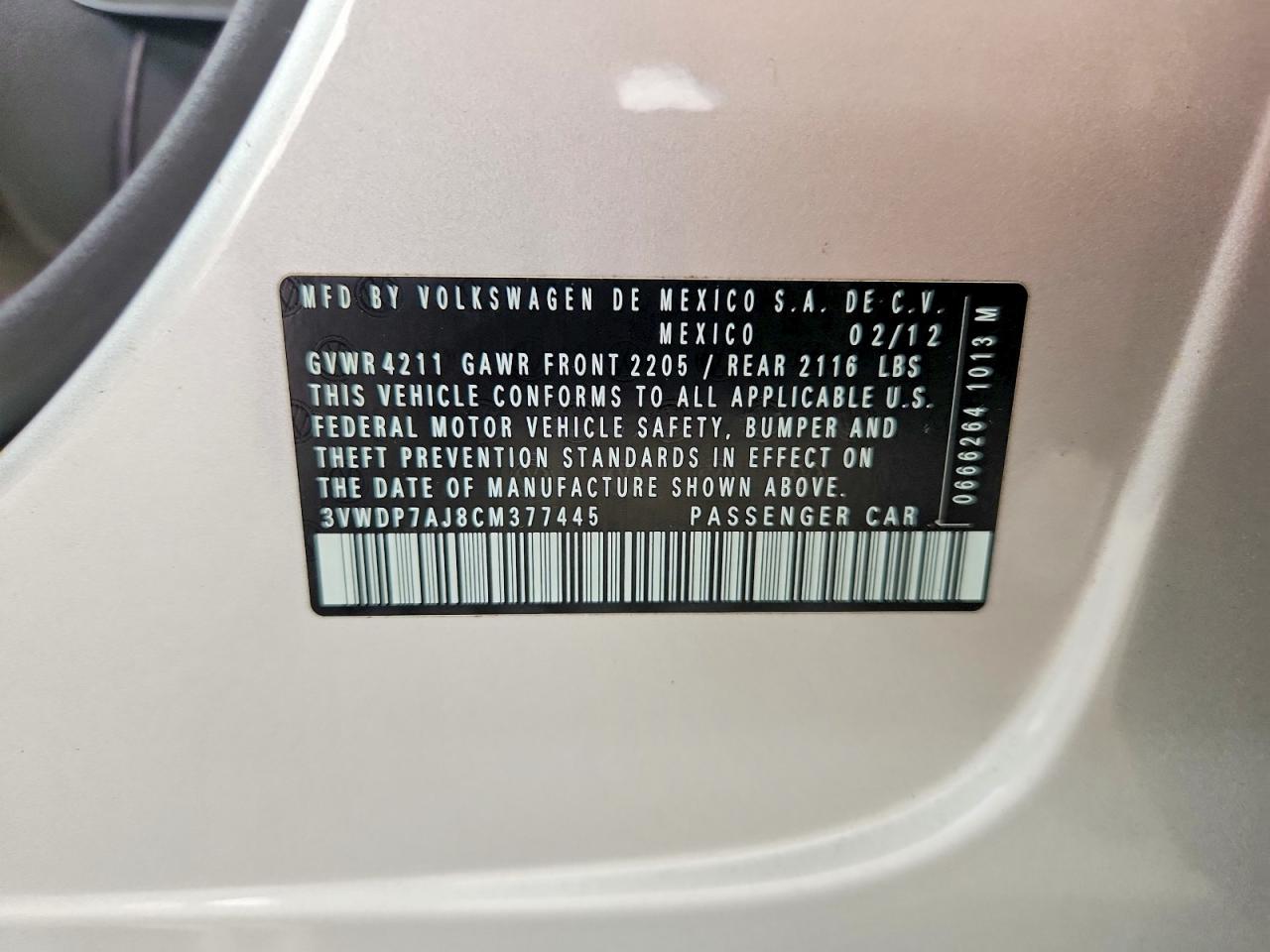2012 Volkswagen Jetta Se Silver vin: 3VWDP7AJ8CM377445