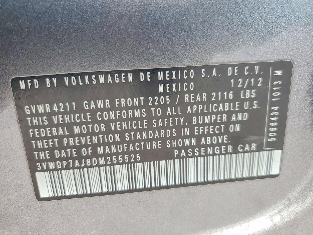 2013 Volkswagen Jetta Se Gray vin: 3VWDP7AJ8DM255525