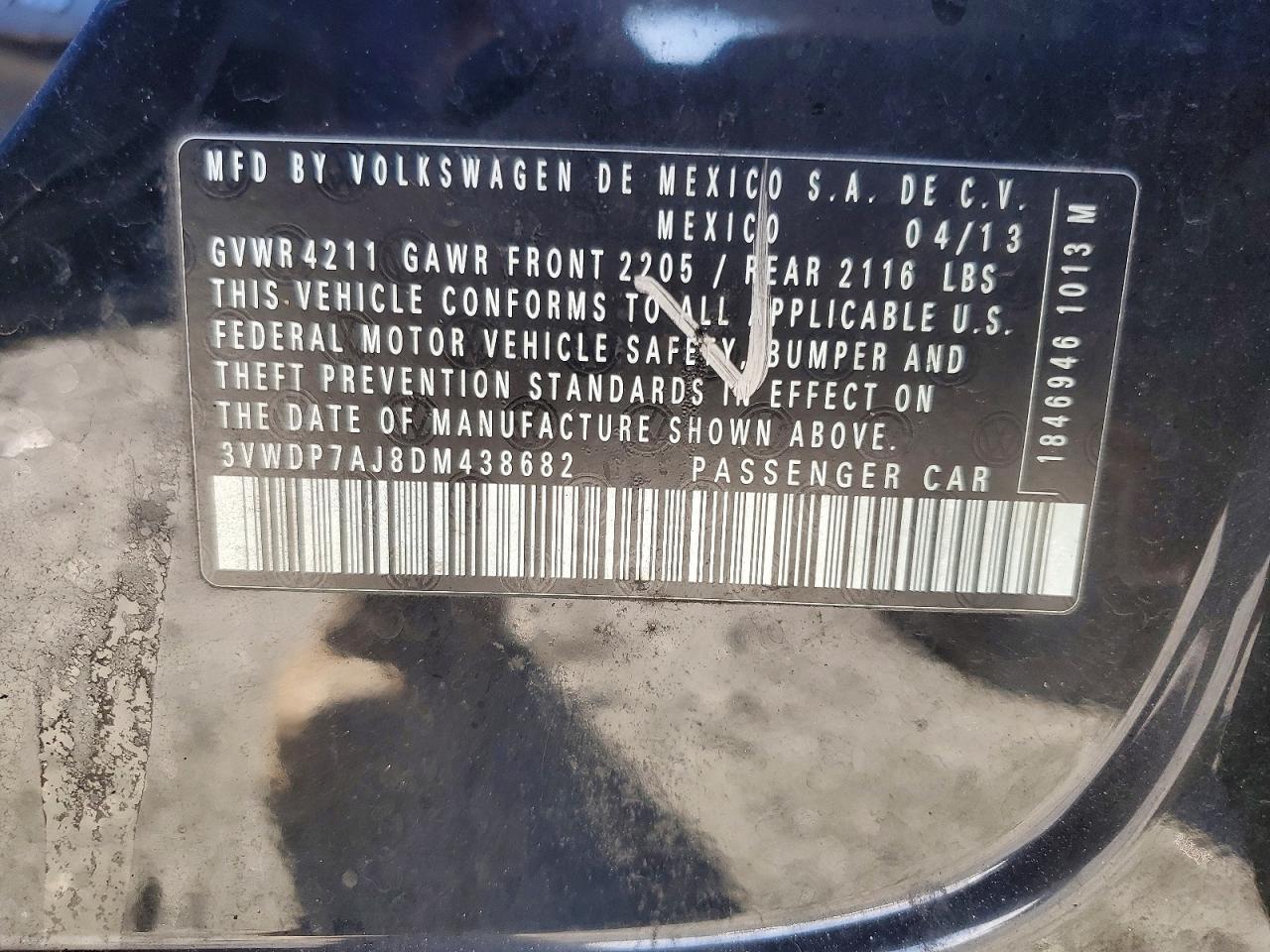 2013 Volkswagen Jetta Черный vin: 3VWDP7AJ8DM438682