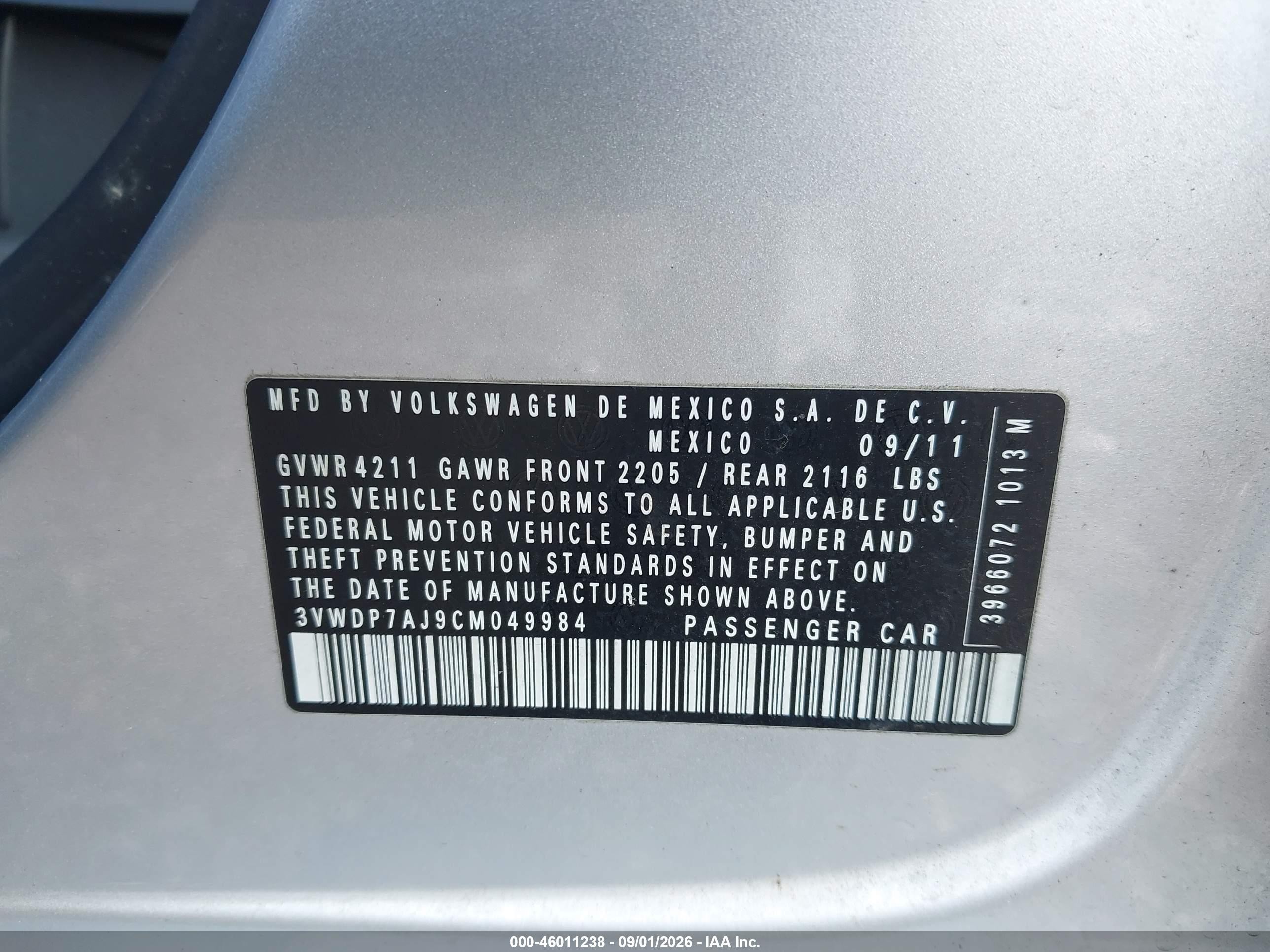 2012 Volkswagen Jetta 2.5l Se Silver vin: 3VWDP7AJ9CM049984