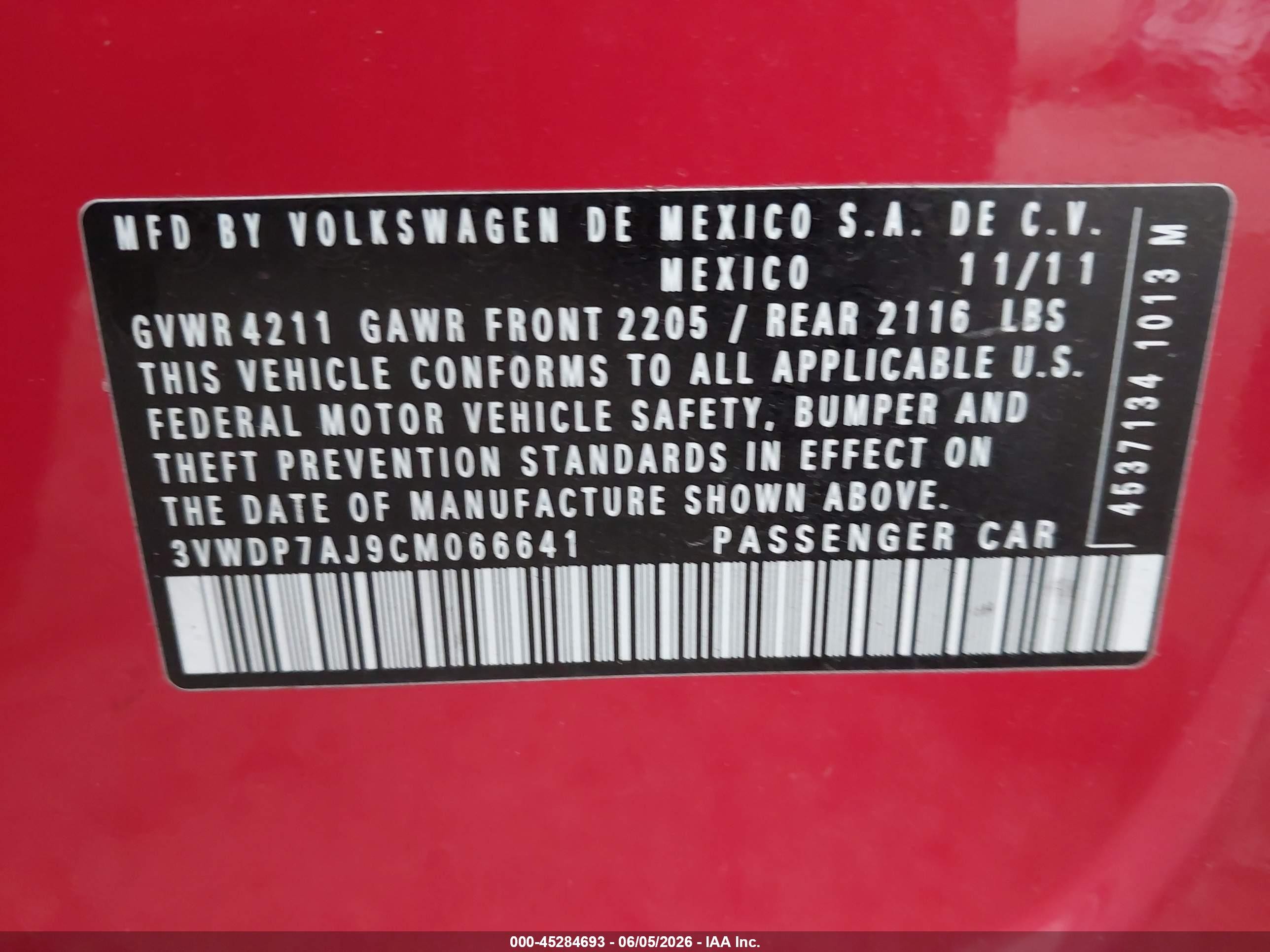 2012 Volkswagen Jetta 2.5l Se Red vin: 3VWDP7AJ9CM066641