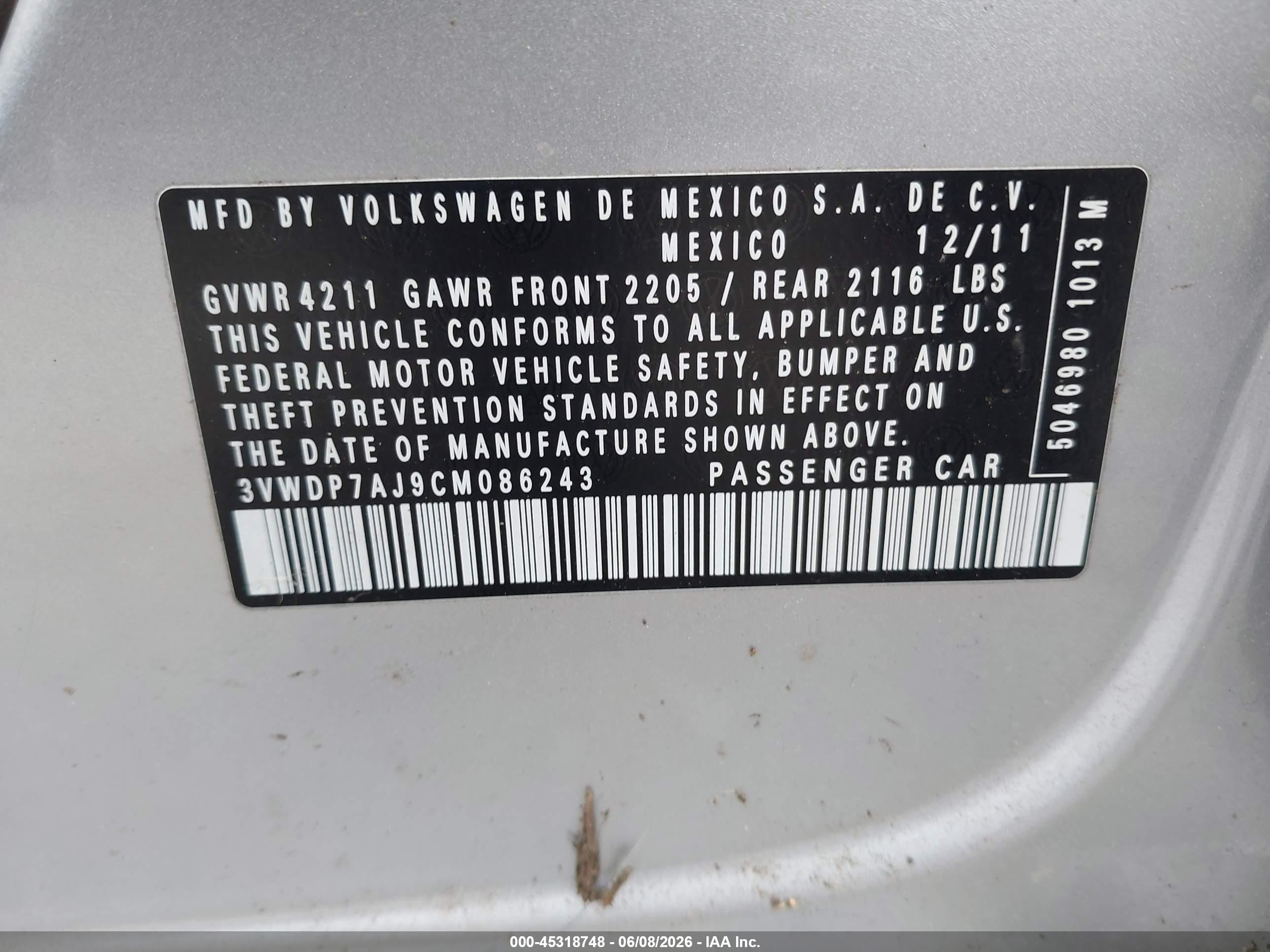 2012 Volkswagen Jetta 2.5l Se Silver vin: 3VWDP7AJ9CM086243