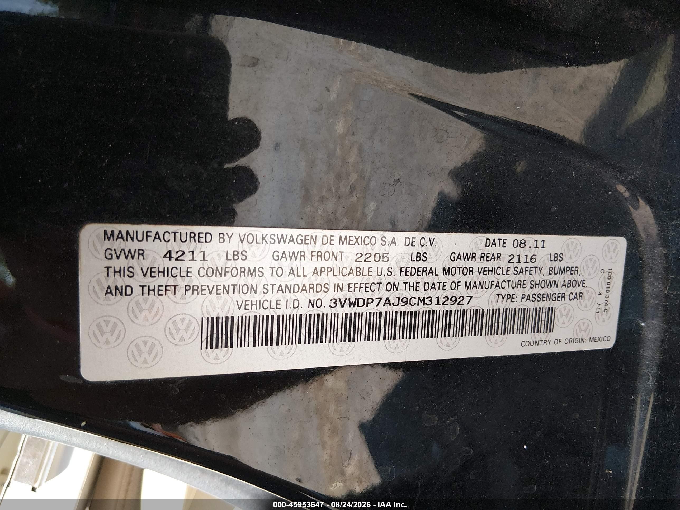 2012 Volkswagen Jetta 2.5l Se Black vin: 3VWDP7AJ9CM312927