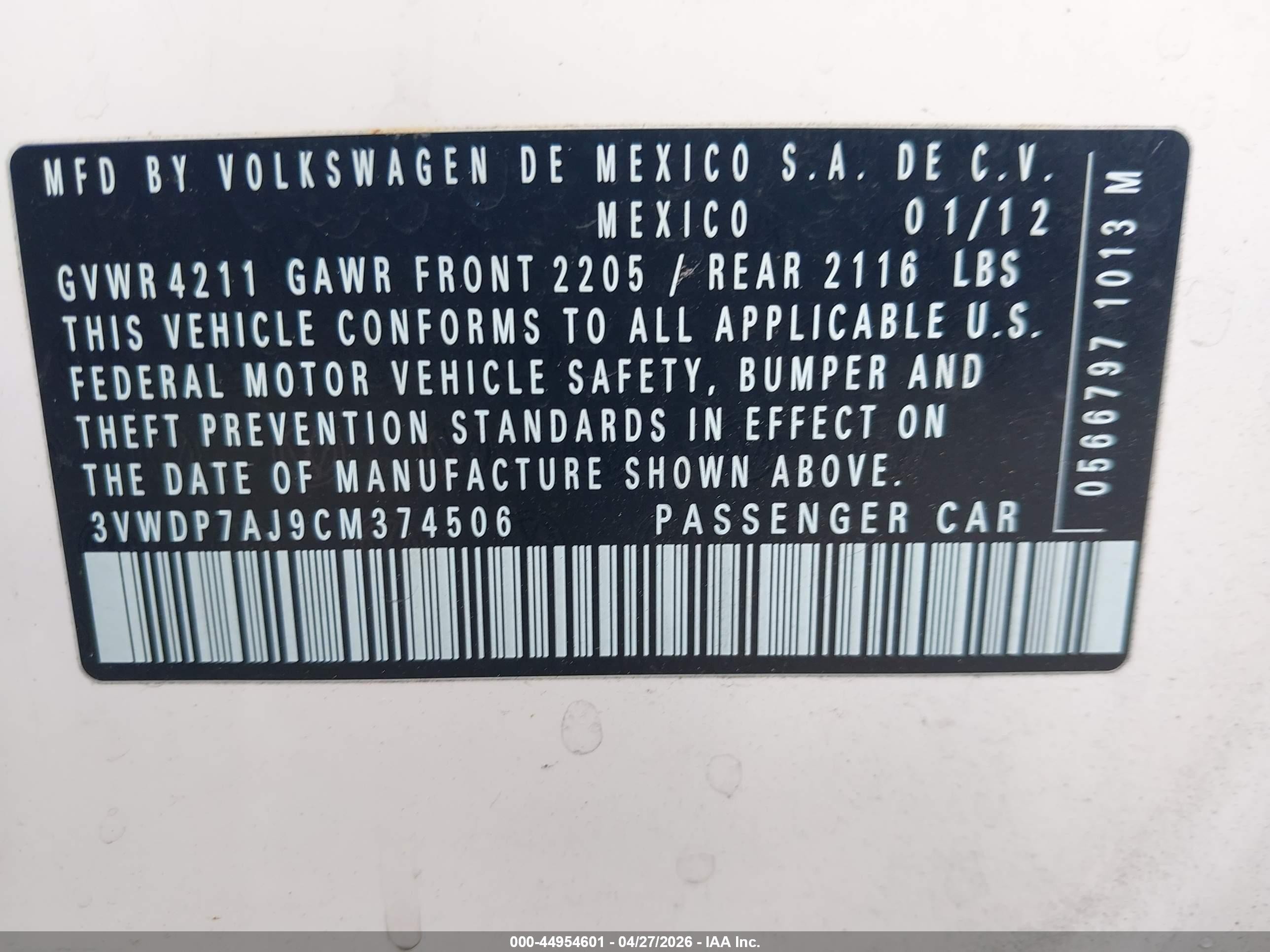 2012 Volkswagen Jetta 2.5l Se Белый vin: 3VWDP7AJ9CM374506