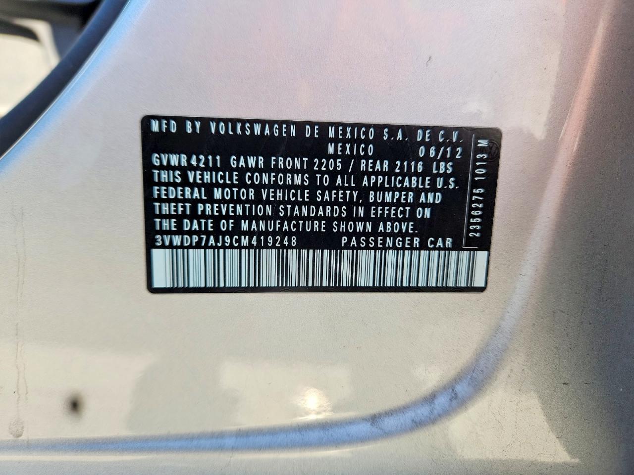 2012 Volkswagen Jetta Se Silver vin: 3VWDP7AJ9CM419248