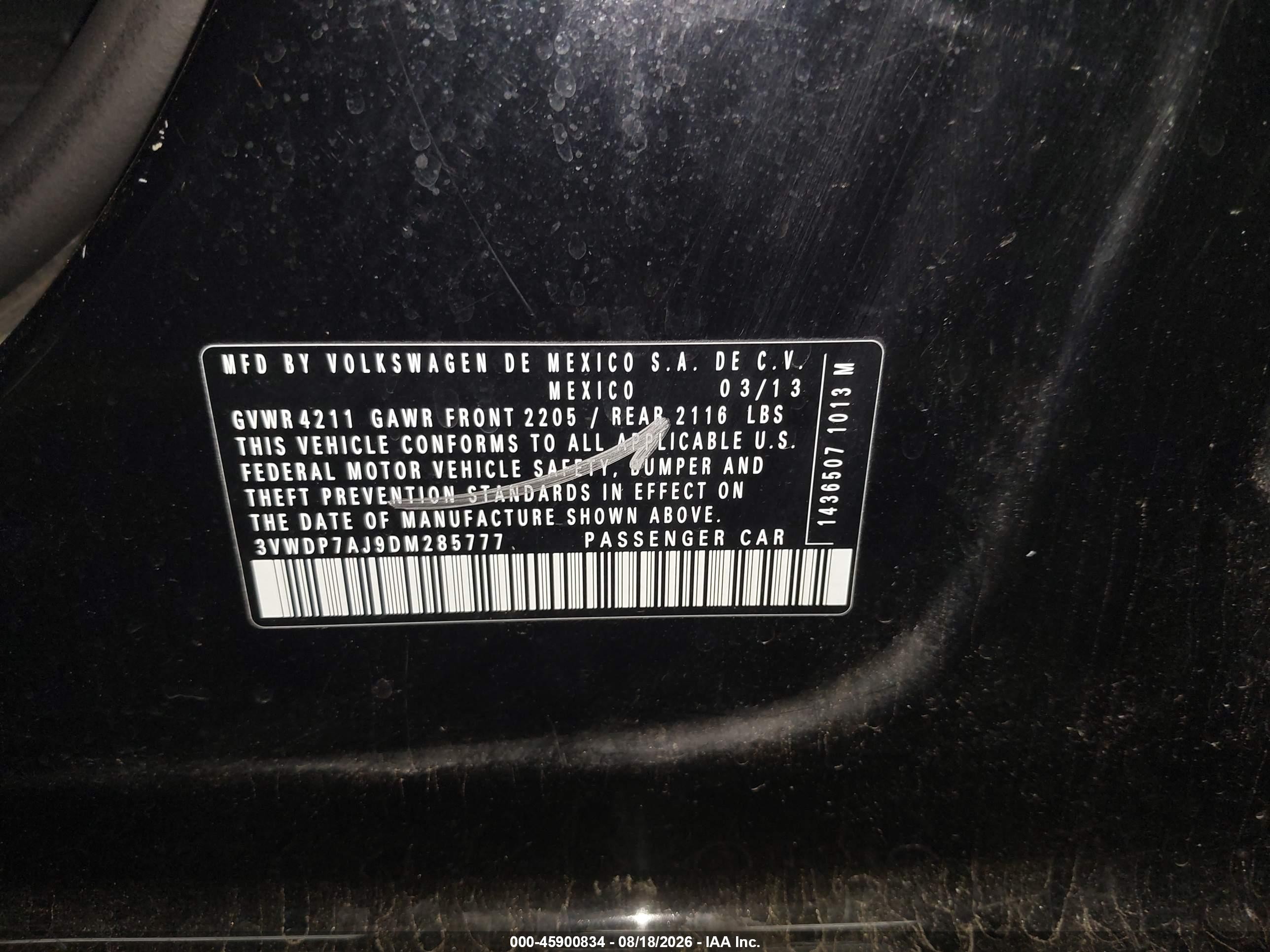 2013 Volkswagen Jetta 2.5l Se Black vin: 3VWDP7AJ9DM285777