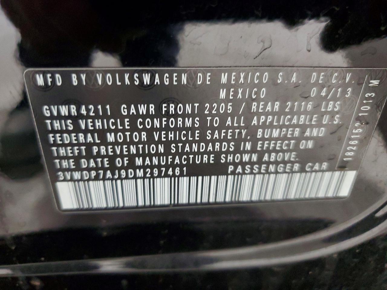2013 Volkswagen Jetta Se Black vin: 3VWDP7AJ9DM297461