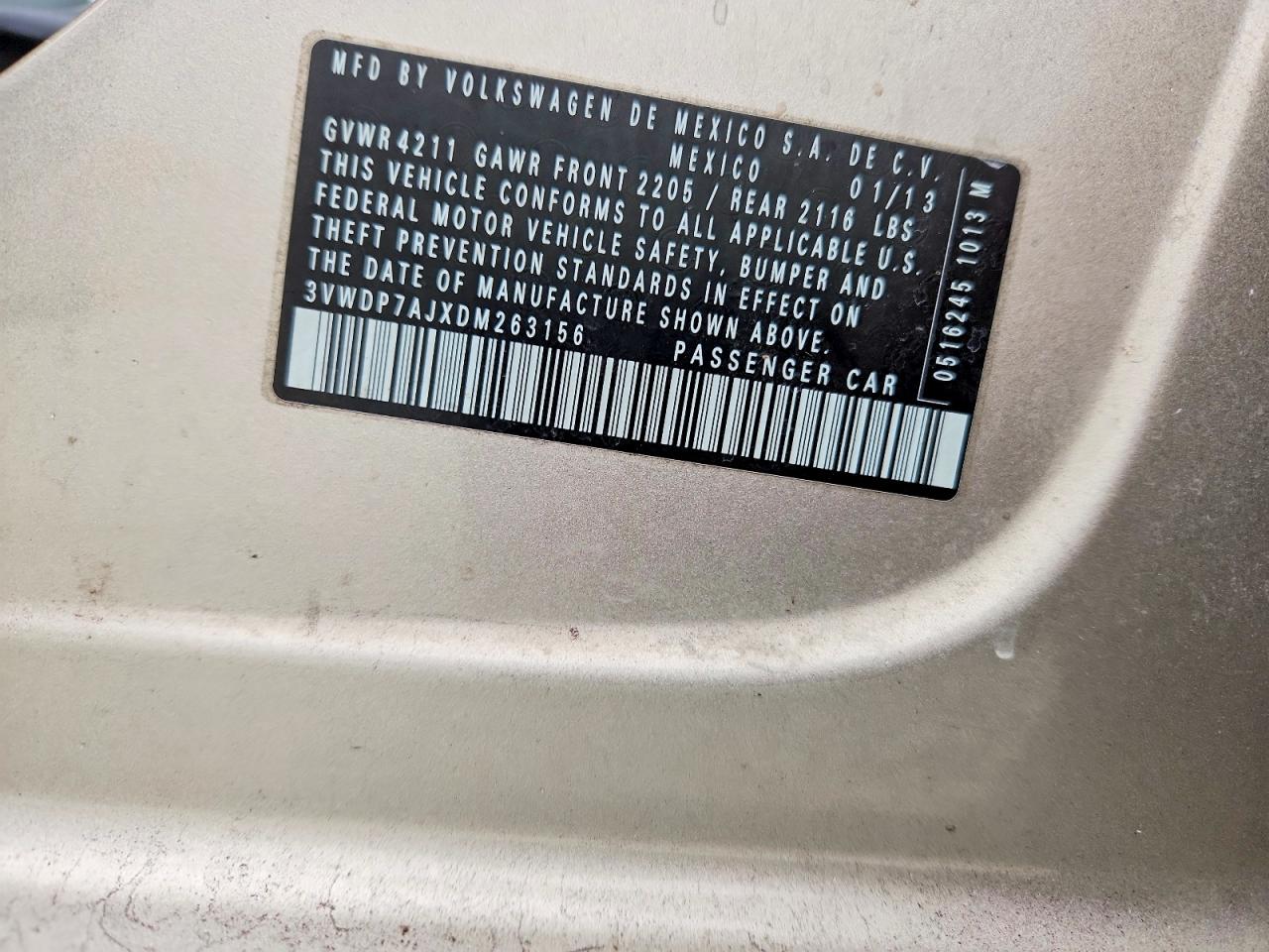 2013 Volkswagen Jetta Se Tan vin: 3VWDP7AJXDM263156