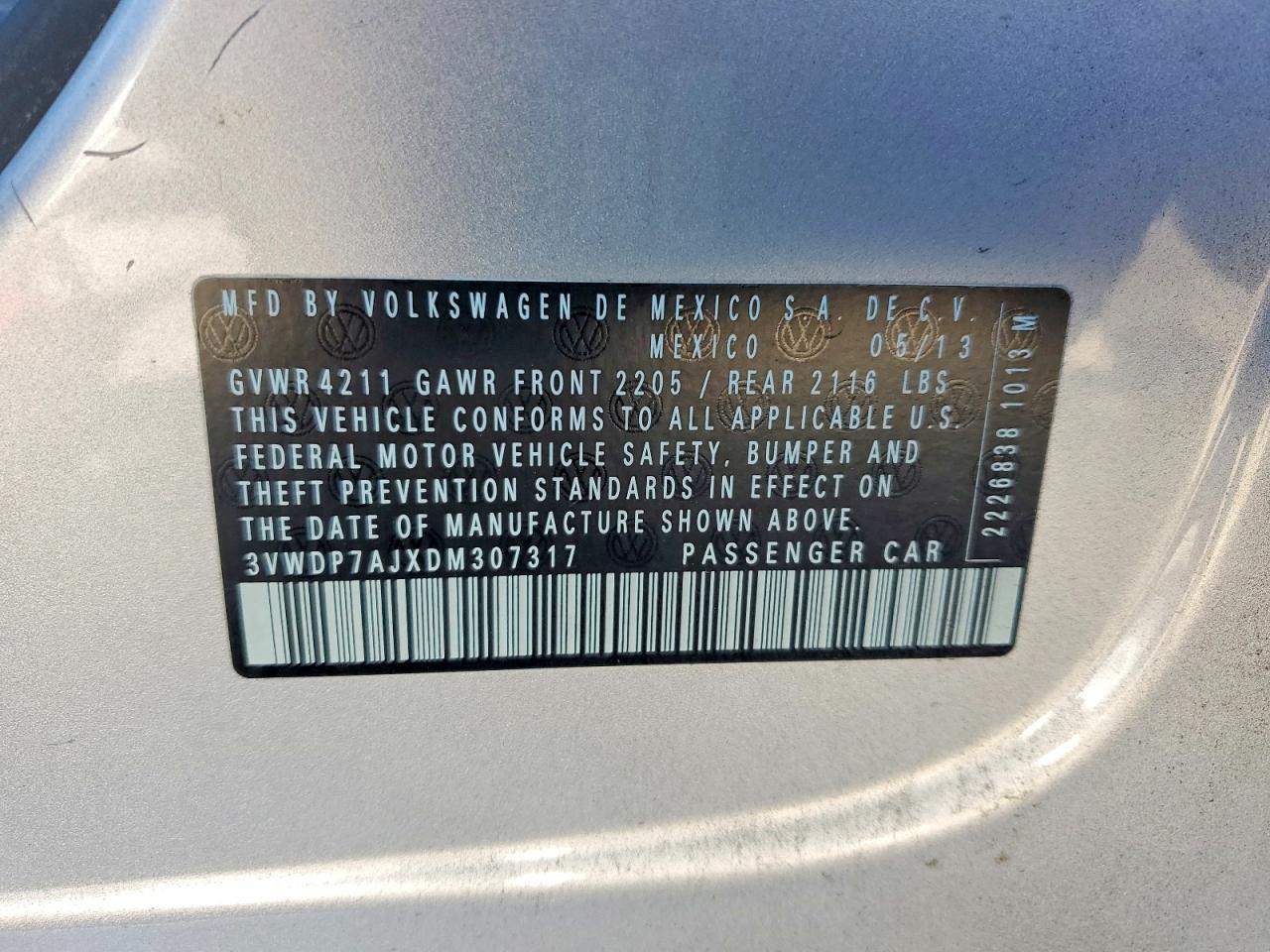 2013 Volkswagen Jetta Se Silver vin: 3VWDP7AJXDM307317