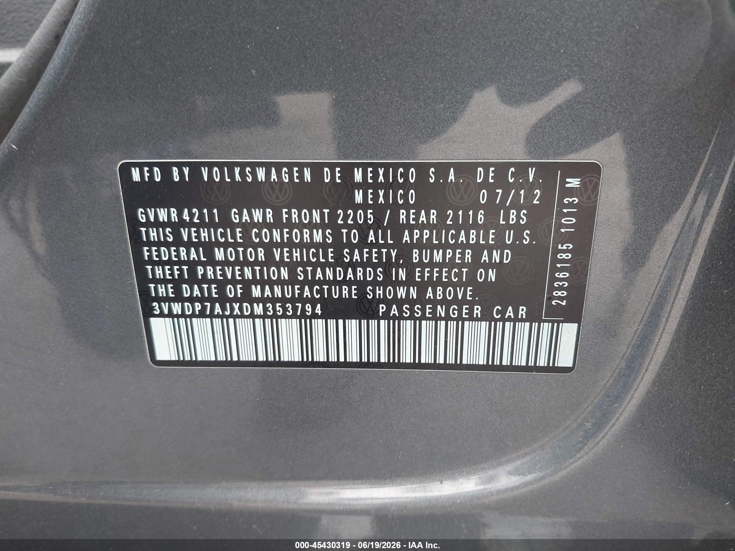 2013 Volkswagen Jetta 2.5l Se Gray vin: 3VWDP7AJXDM353794