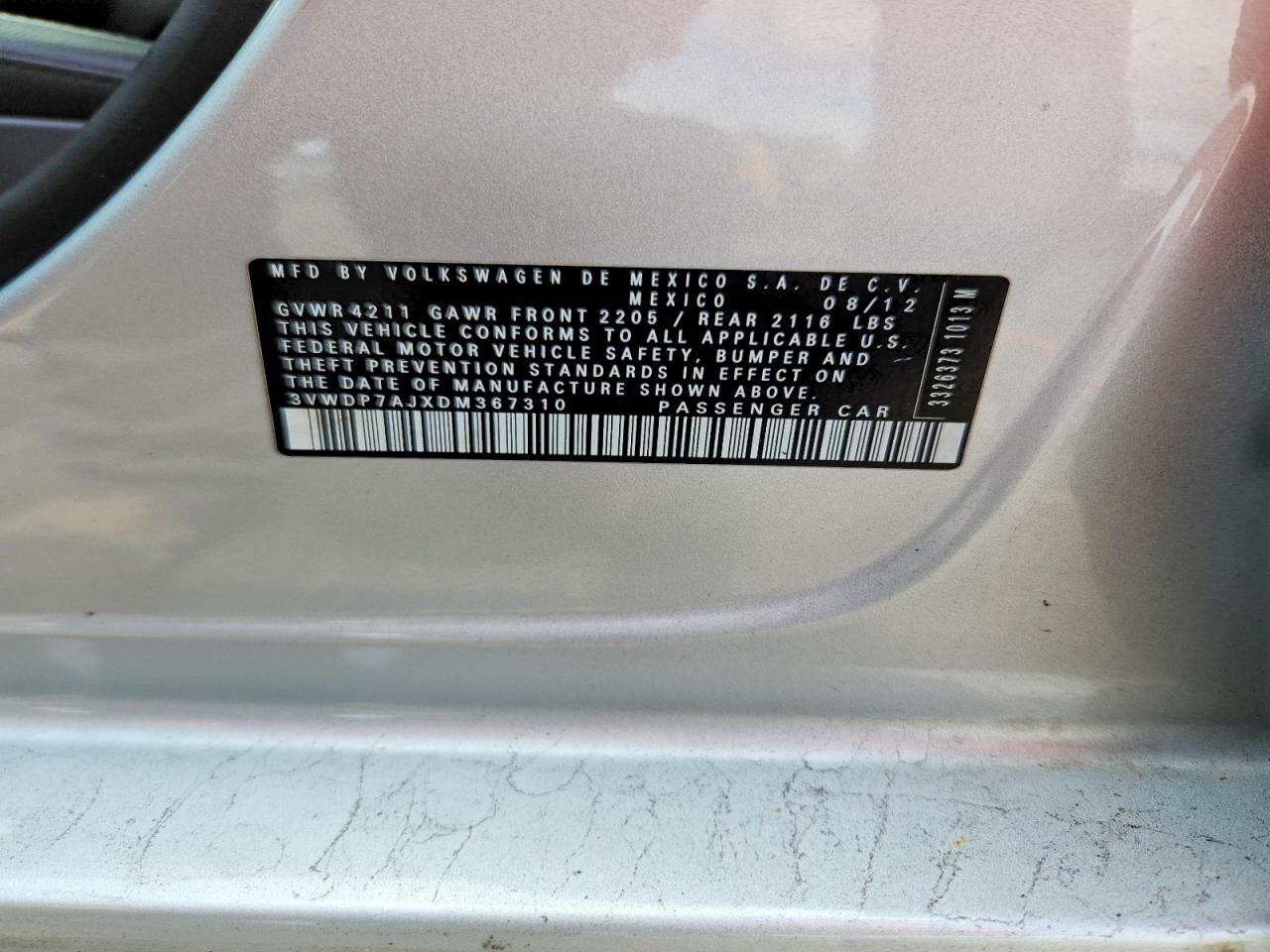 2013 Volkswagen Jetta Se Silver vin: 3VWDP7AJXDM367310
