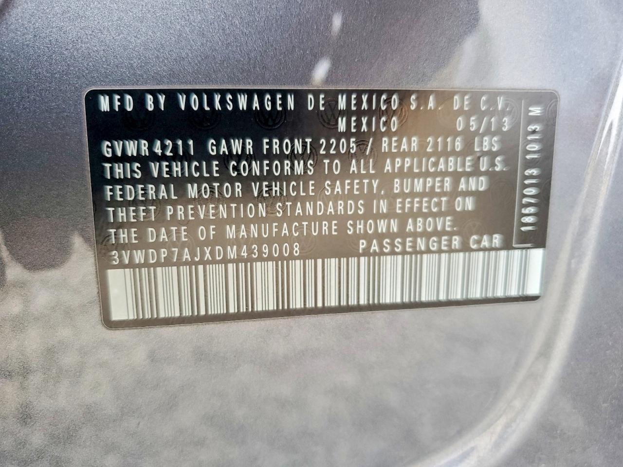 2013 Volkswagen Jetta Se Charcoal vin: 3VWDP7AJXDM439008
