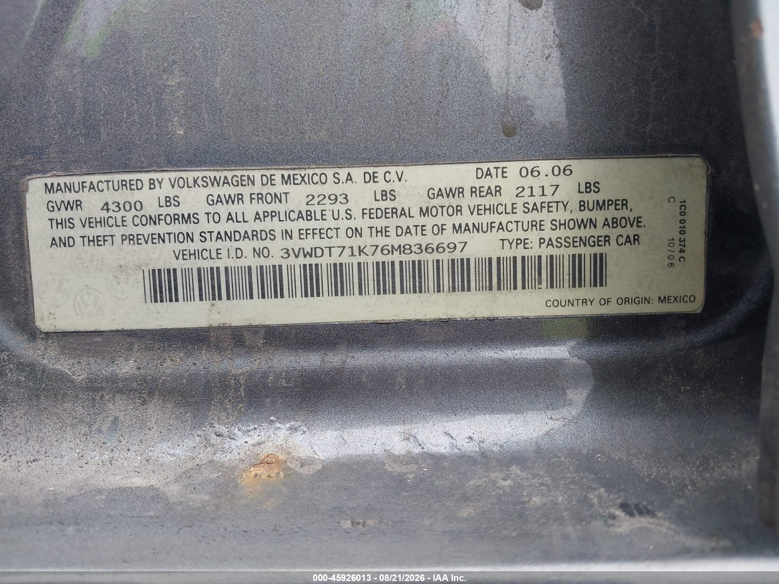 2006 Volkswagen Jetta Tdi Gray vin: 3VWDT71K76M836697