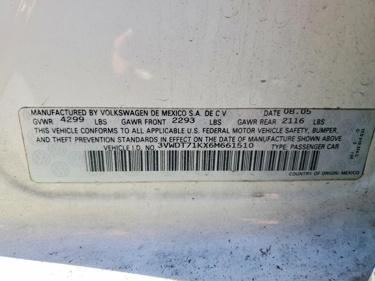 2006 Volkswagen Jetta Tdi Option Package 2 White vin: 3VWDT71KX6M661510