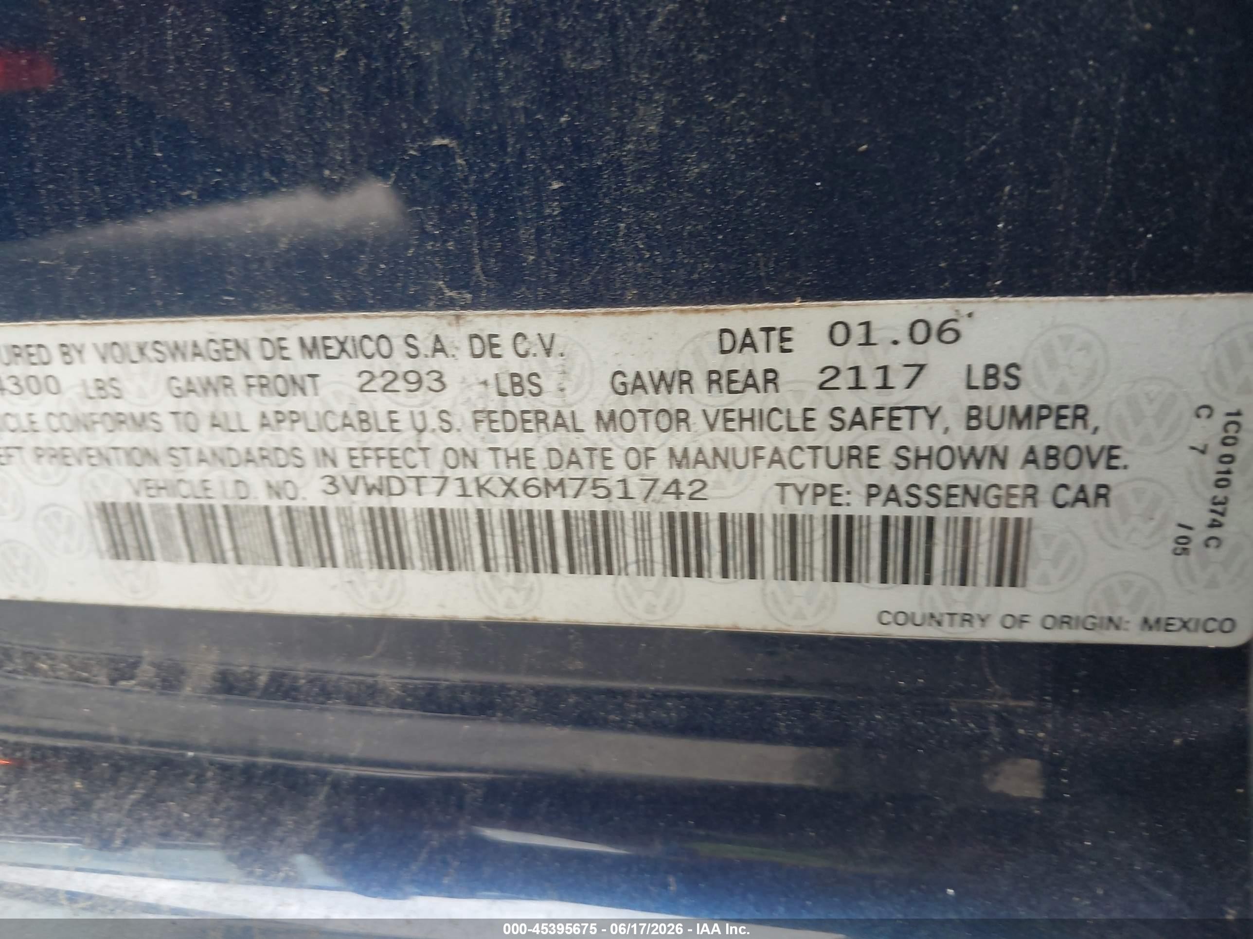 2006 Volkswagen Jetta Tdi Blue vin: 3VWDT71KX6M751742