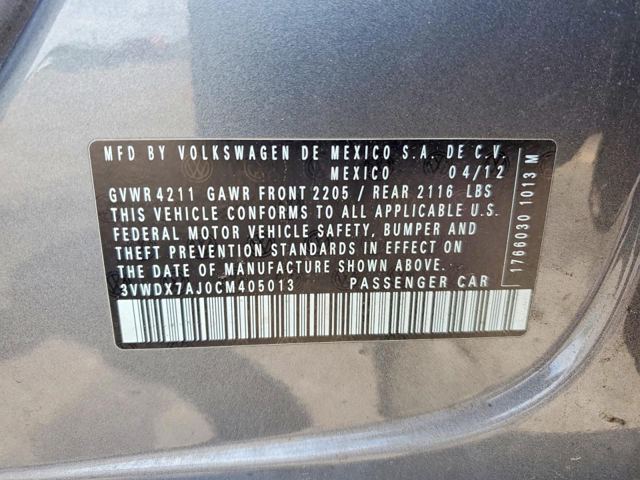 2012 Volkswagen Jetta Se Gray vin: 3VWDX7AJ0CM405013