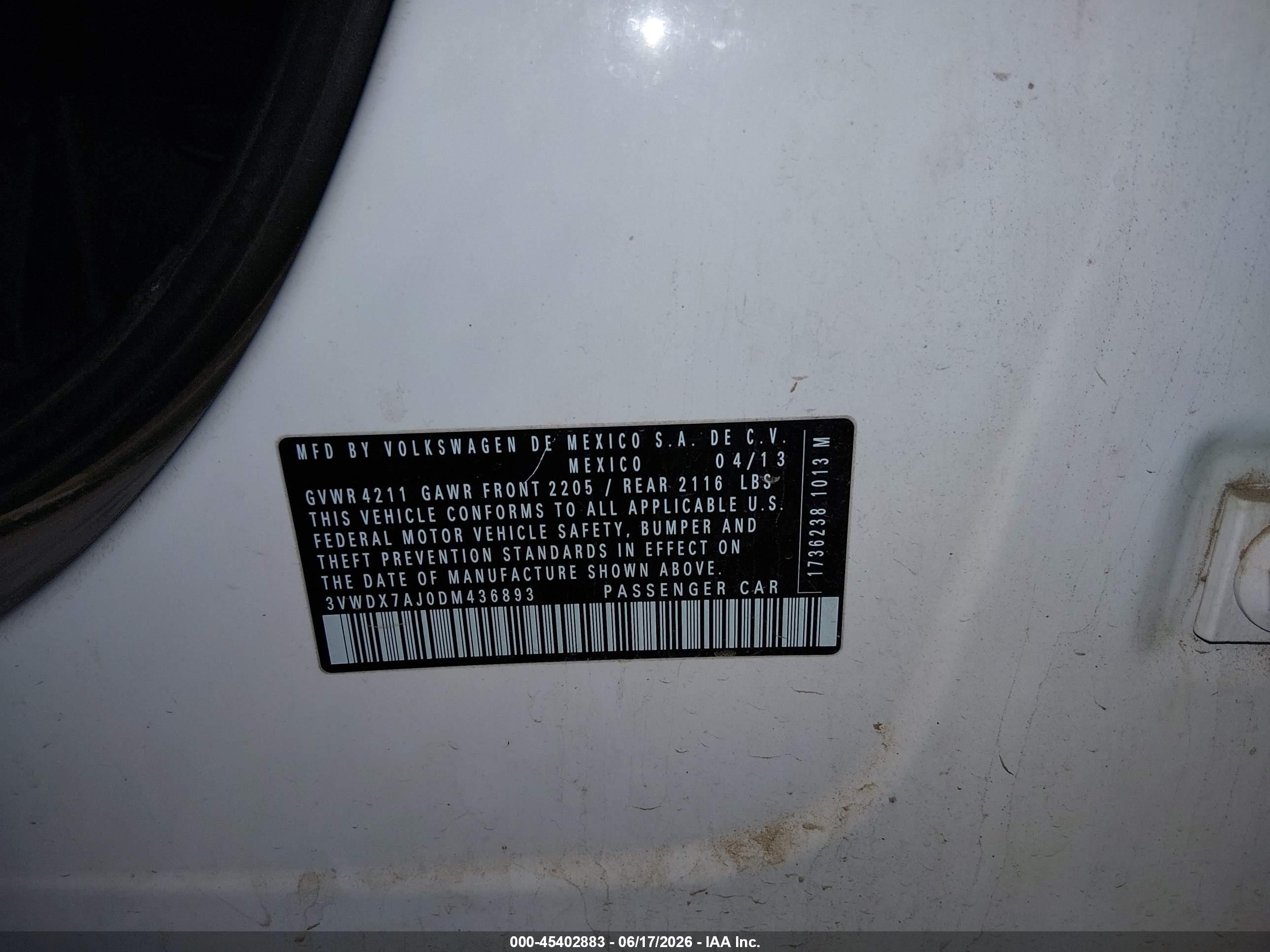 2013 Volkswagen Jetta 2.5l Se White vin: 3VWDX7AJ0DM436893