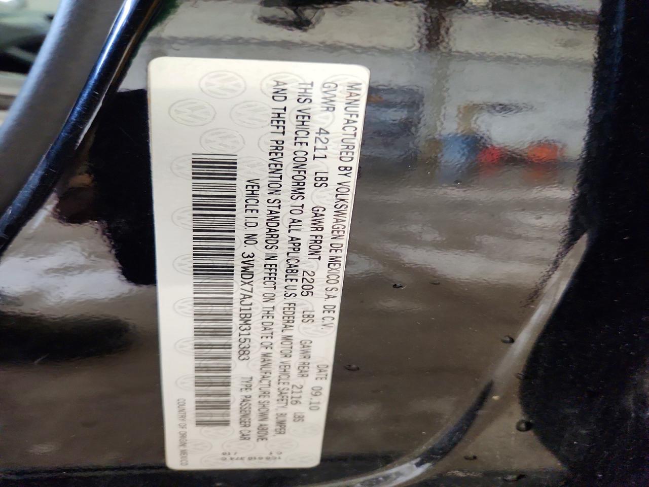 2011 Volkswagen Jetta Se Black vin: 3VWDX7AJ1BM315383